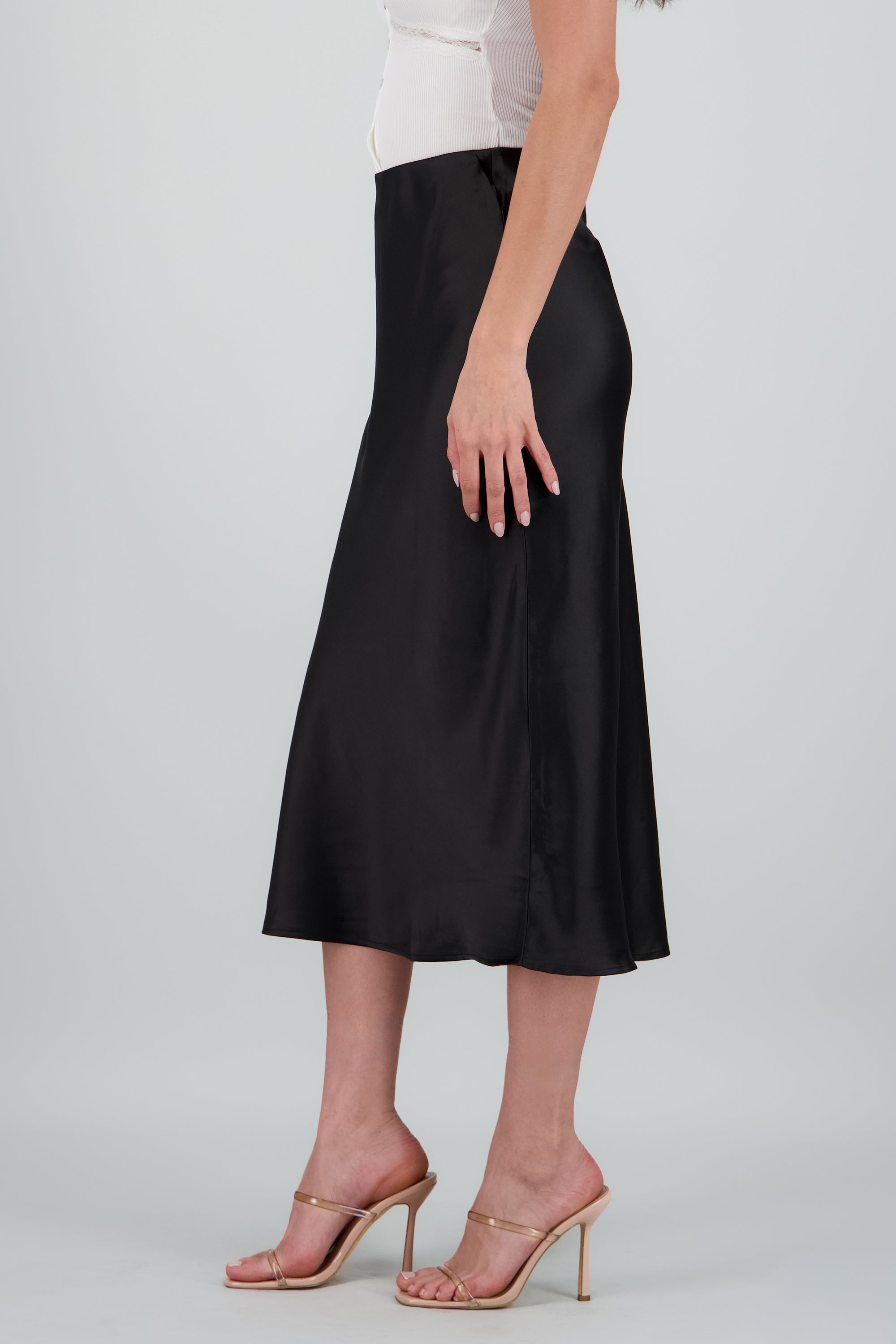 Falda satin maxi lisa NEGRO