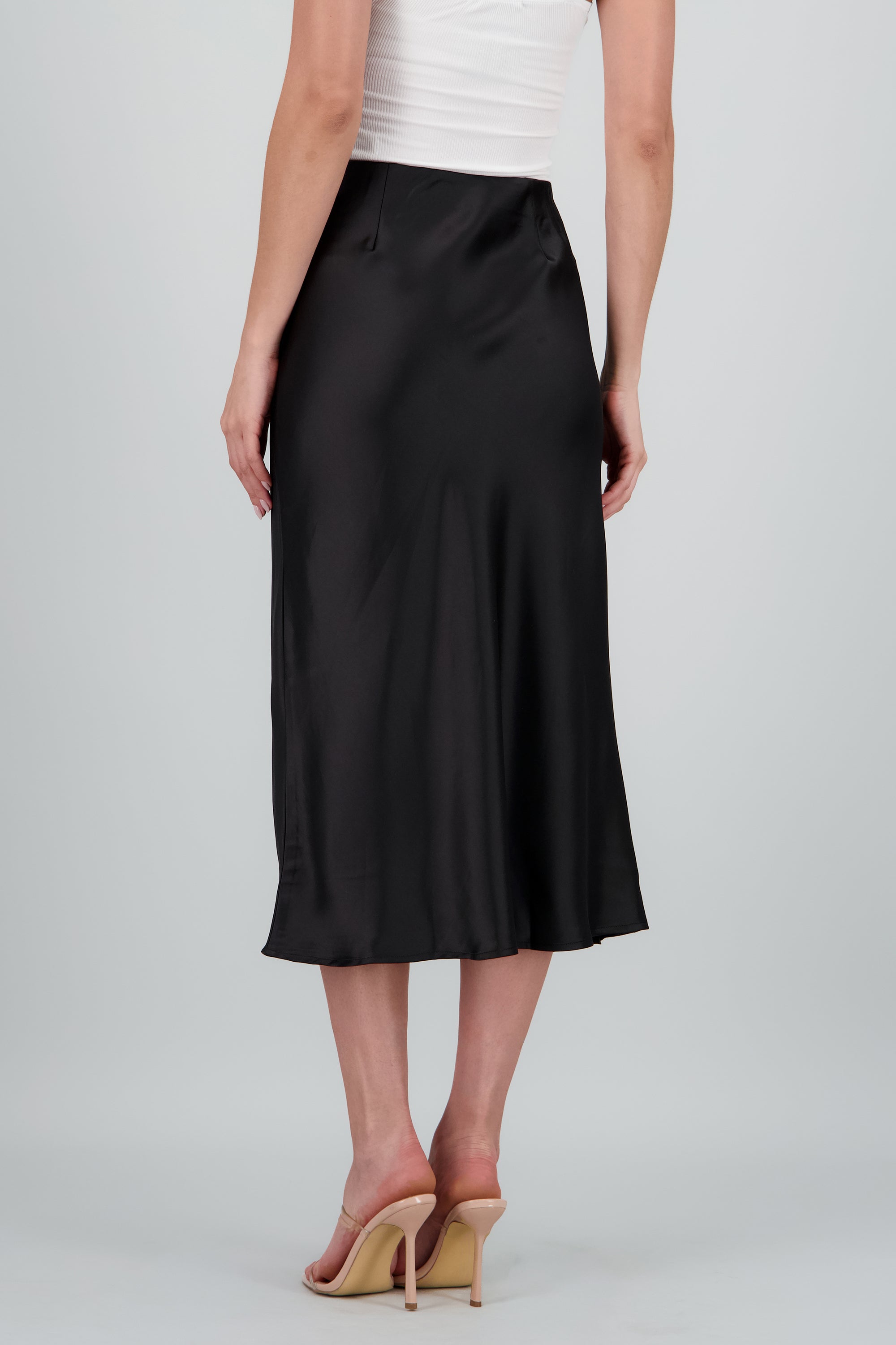 Falda satin maxi lisa NEGRO