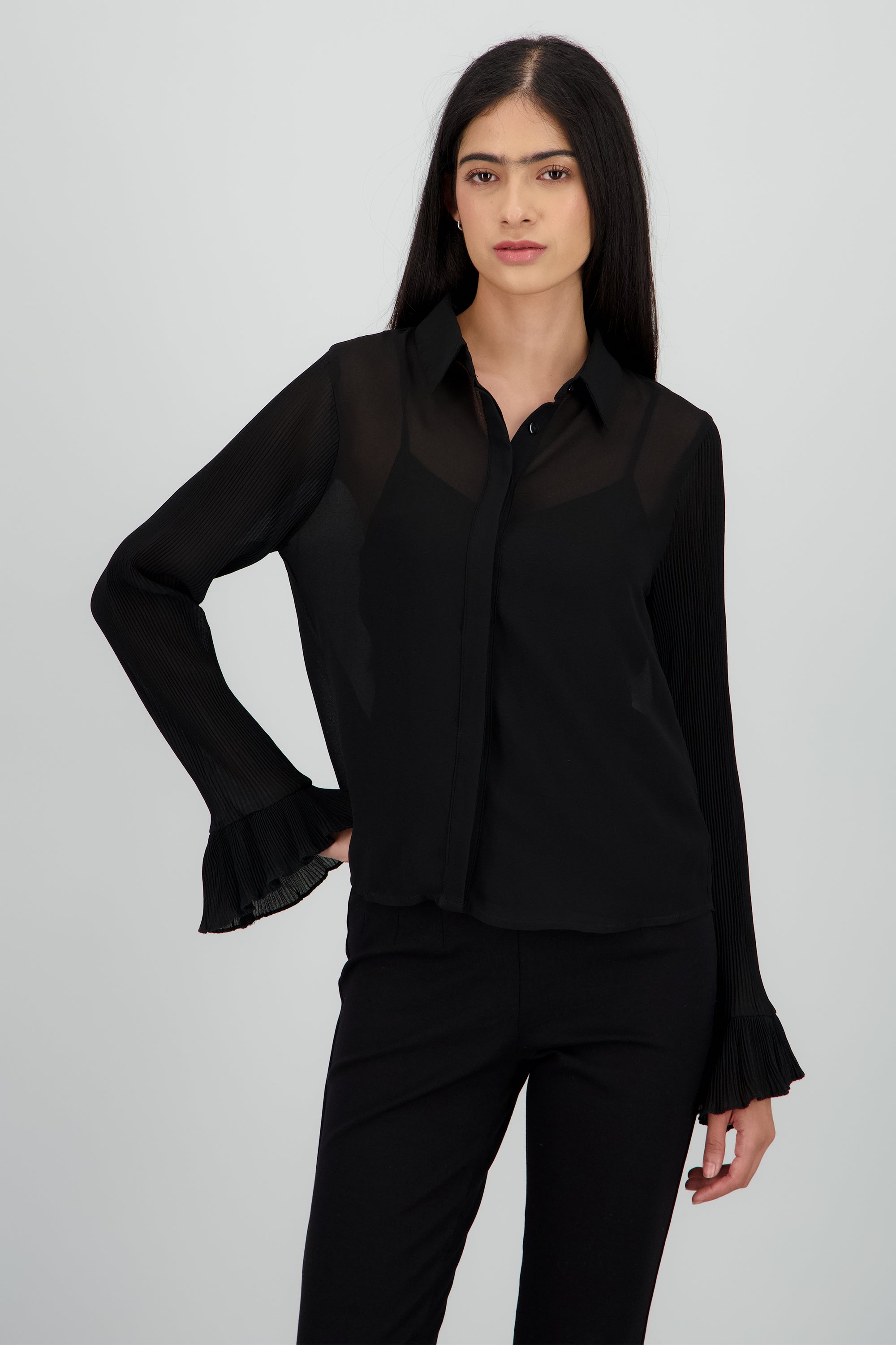 Blusa manga diferenciada NEGRO