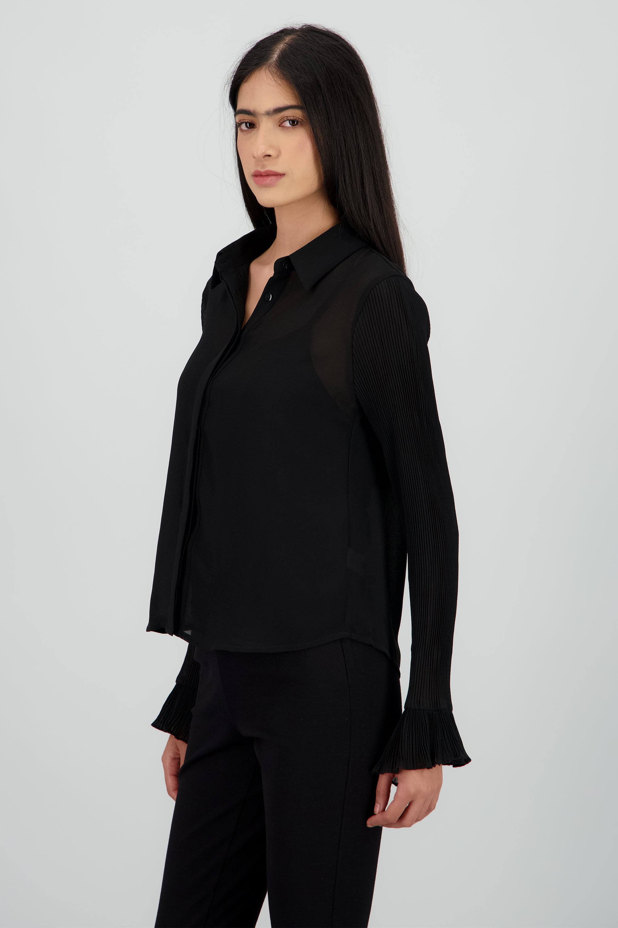 Blusa manga diferenciada NEGRO