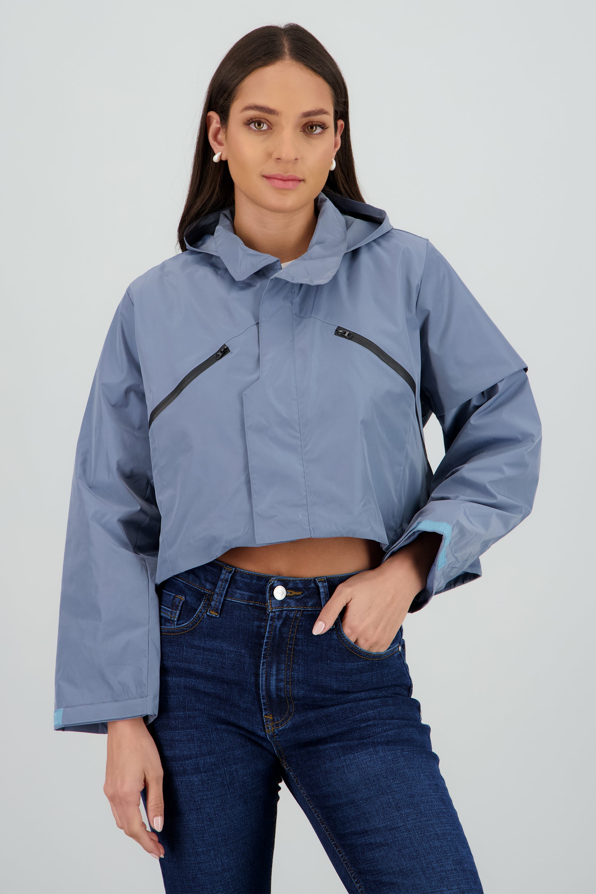 Chamarra ligera crop AZUL