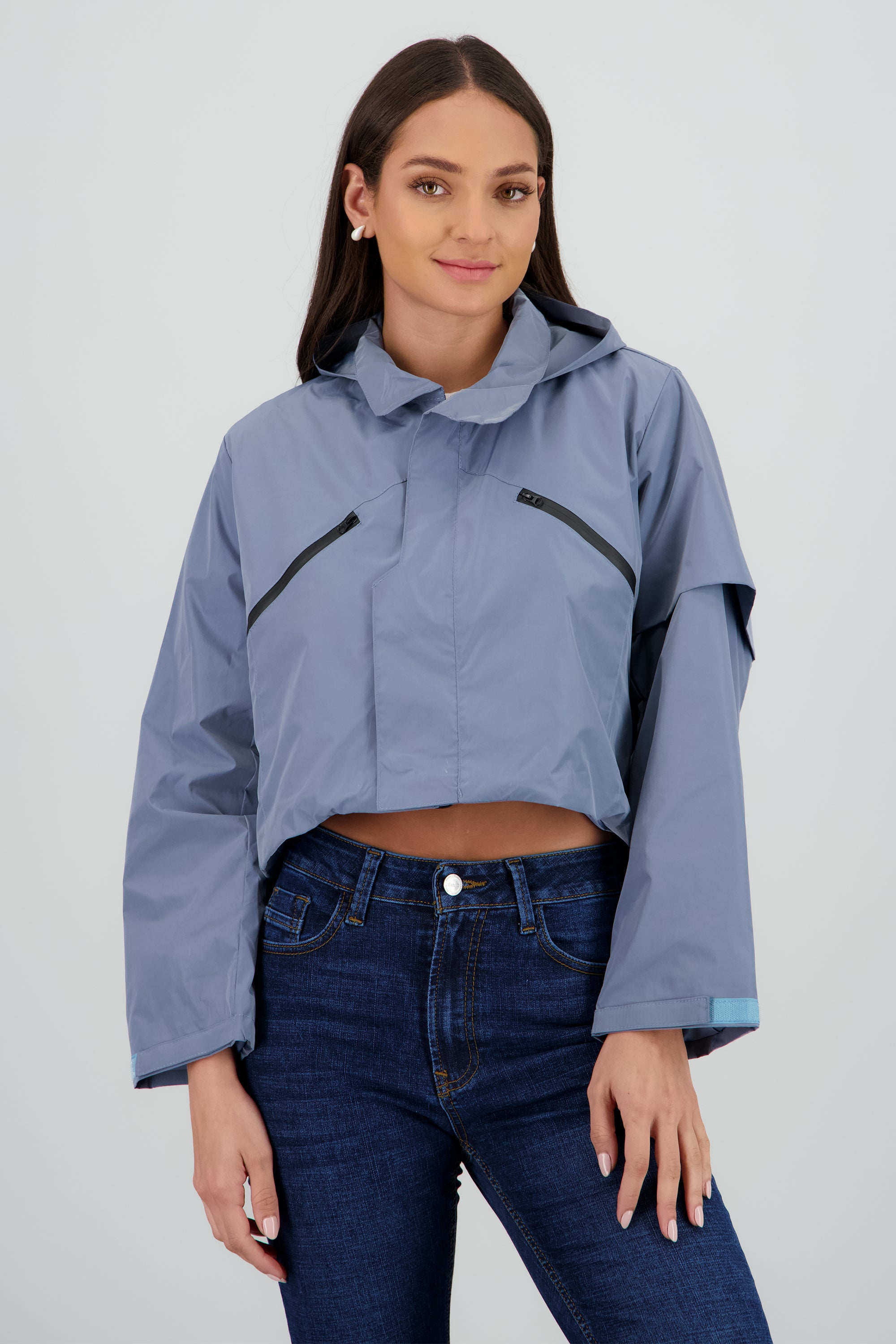 Chamarra ligera crop AZUL