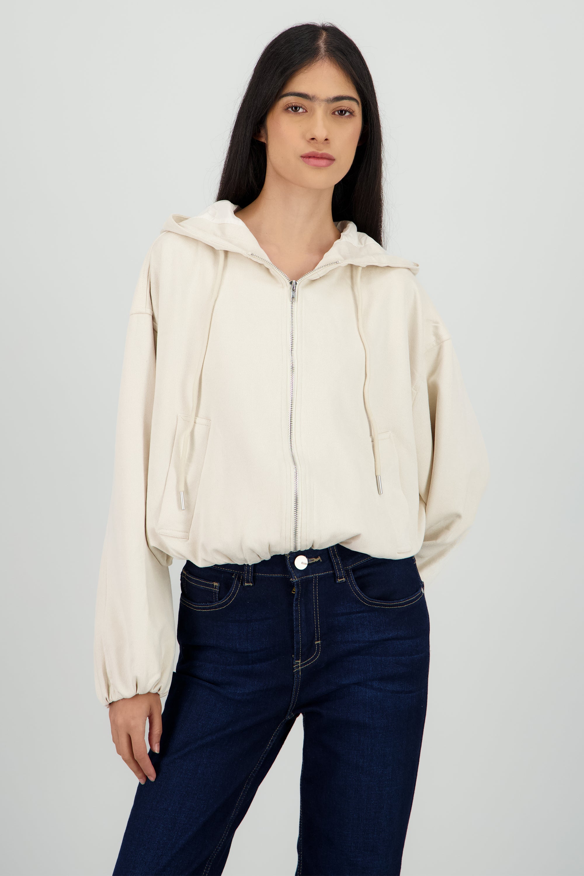 Chamarra suede cierre BEIGE