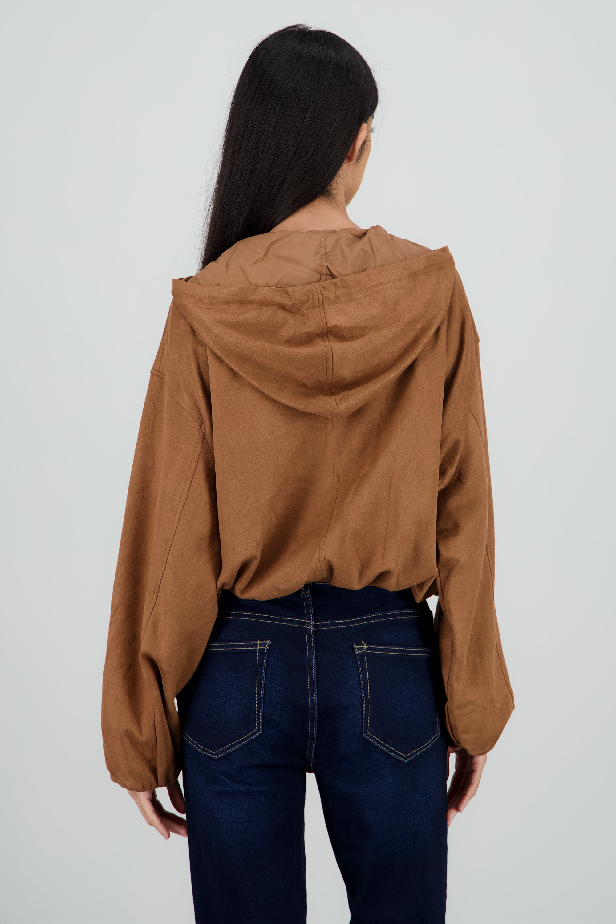 Chamarra suede cierre CAMELLO