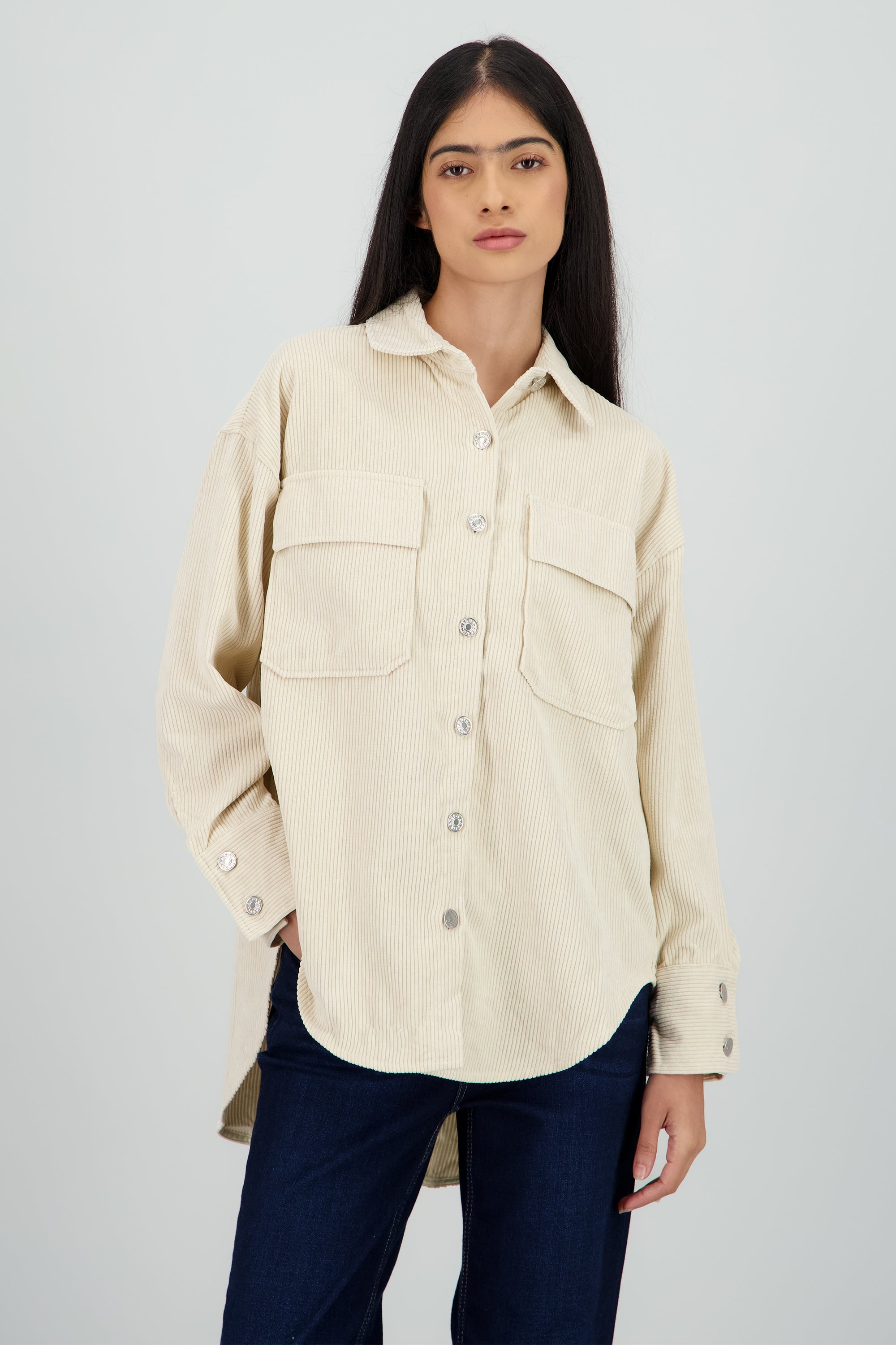 Sobrecamisa oversized pana BEIGE
