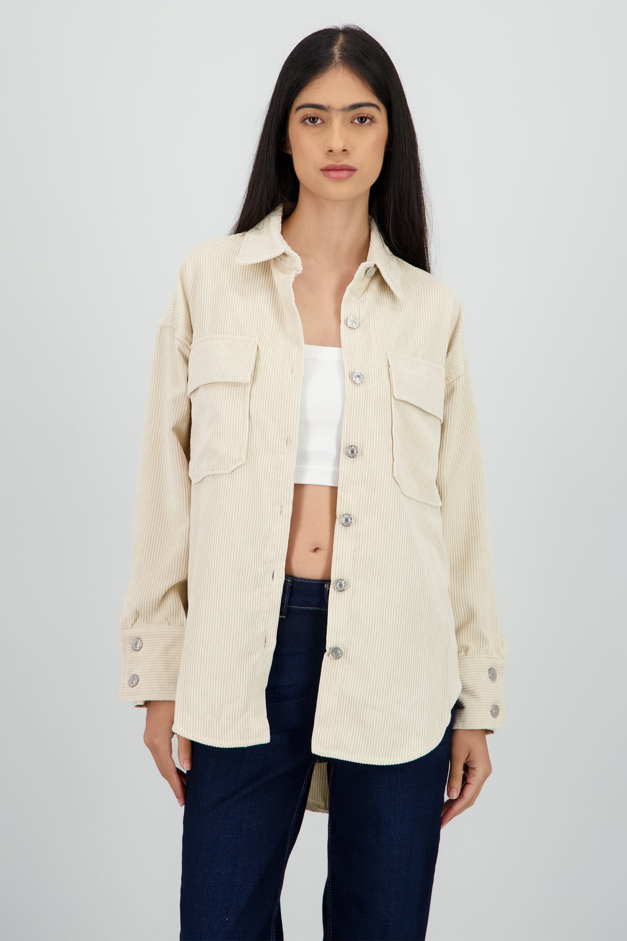 Sobrecamisa oversized pana BEIGE