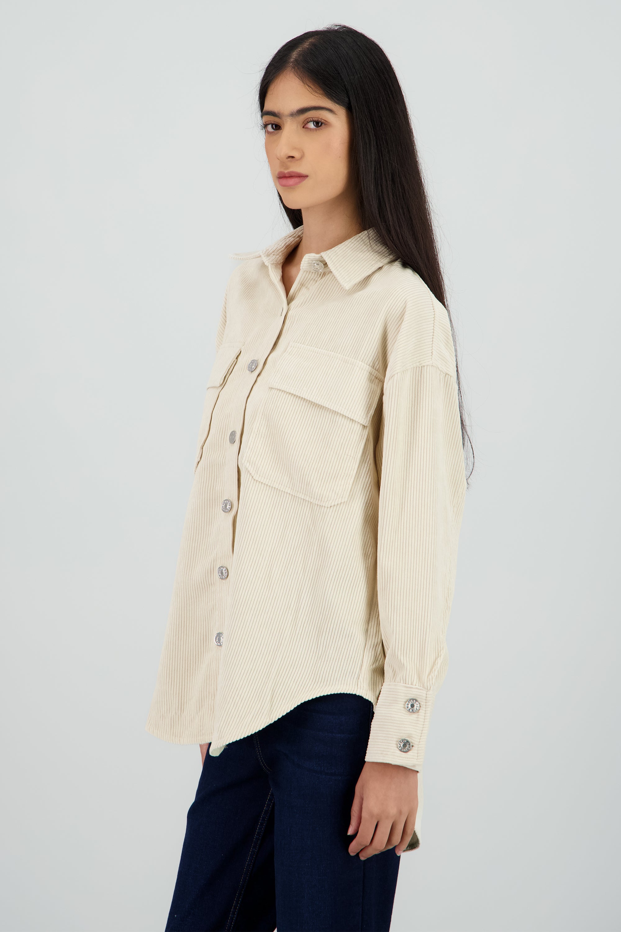 Sobrecamisa oversized pana BEIGE