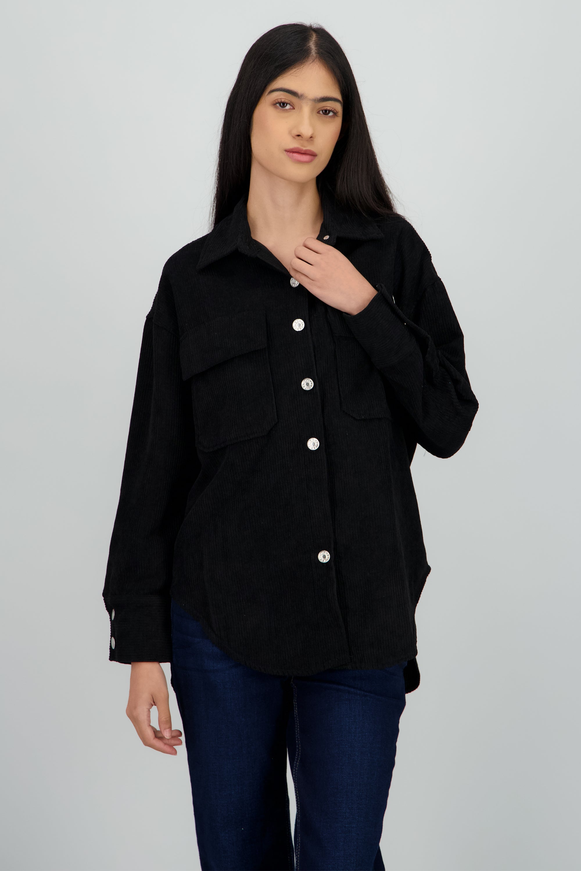 Sobrecamisa oversized pana NEGRO