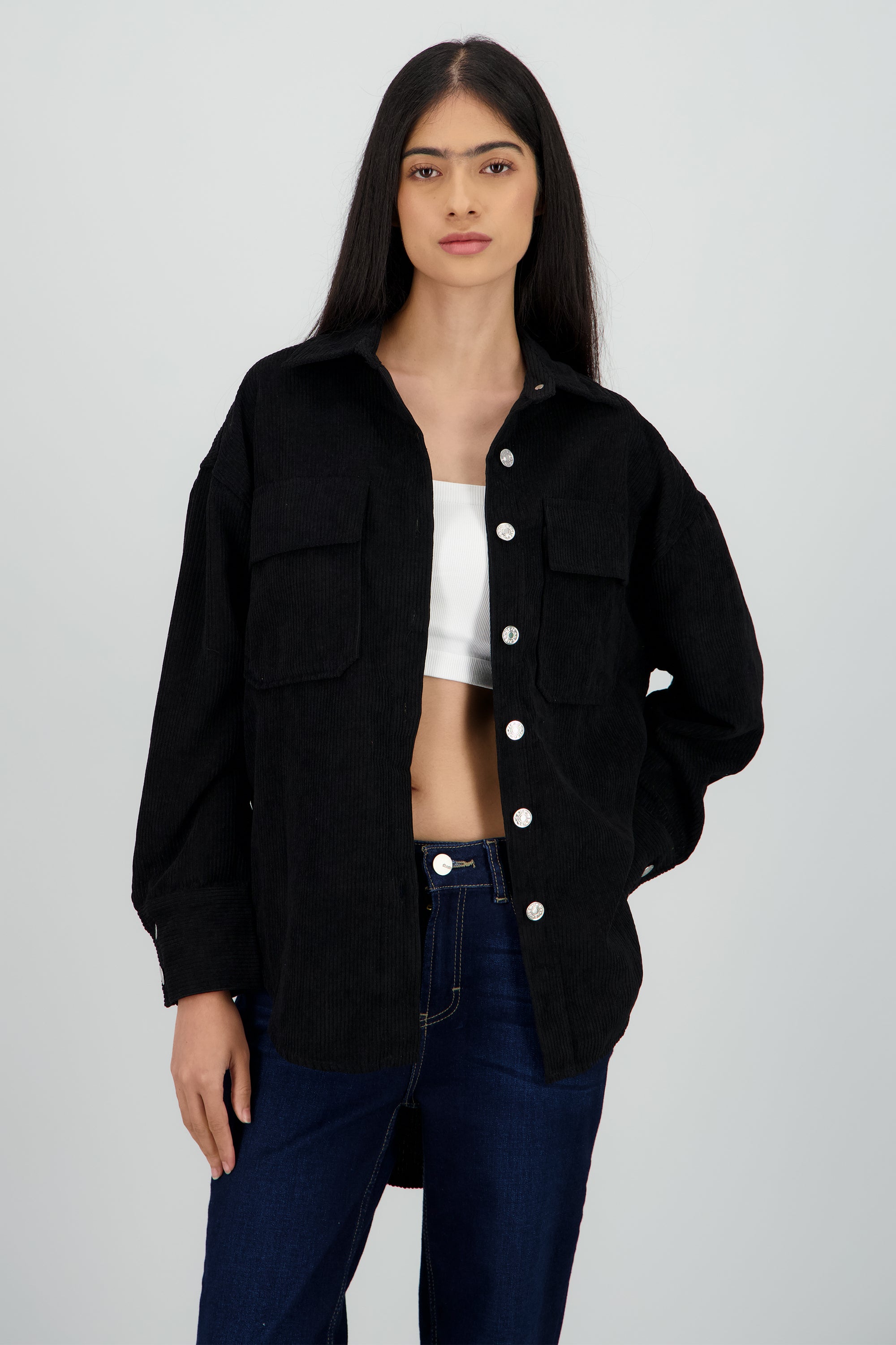 Sobrecamisa oversized pana NEGRO