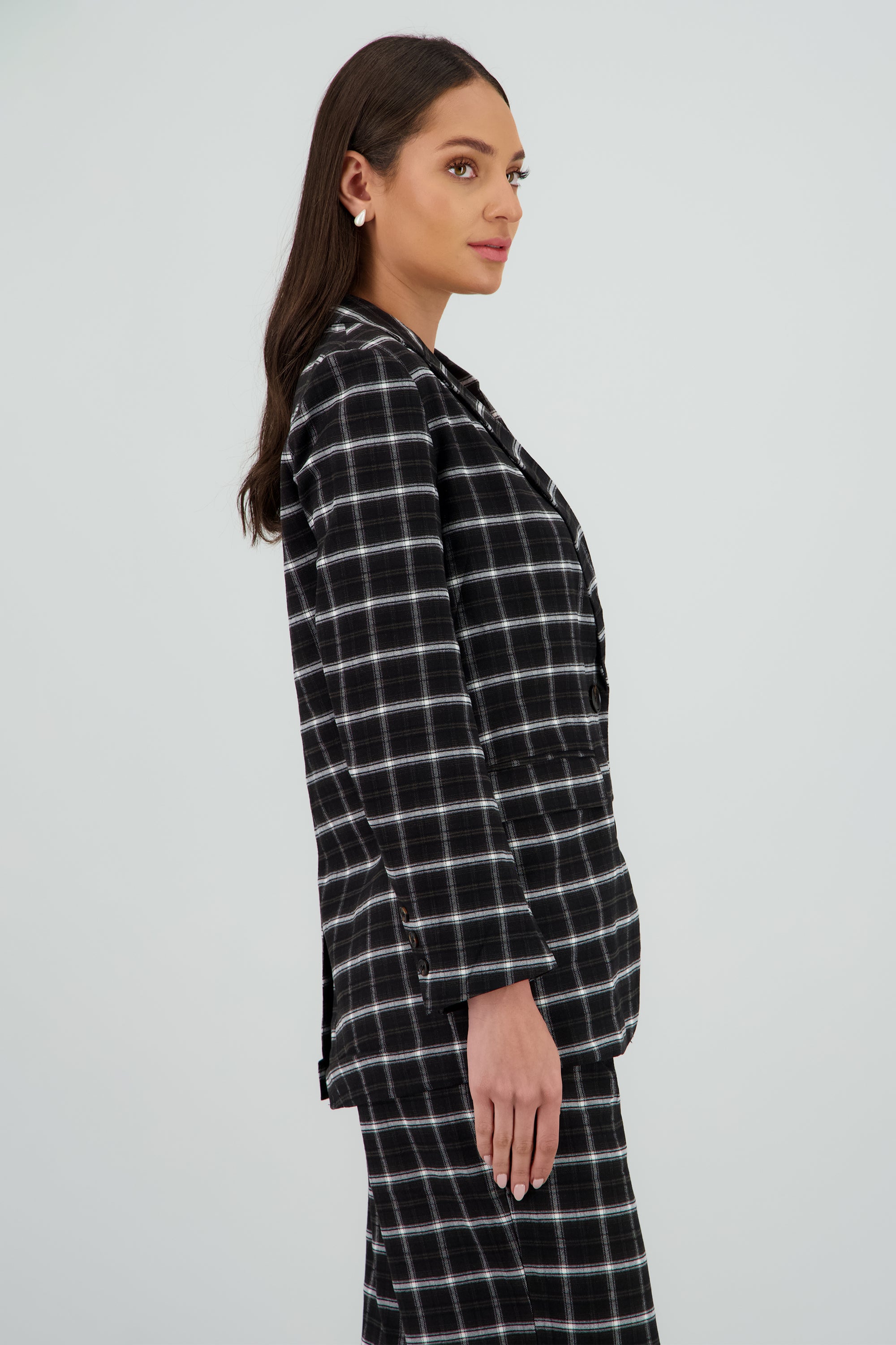 Saco oversized cuadros NEGRO