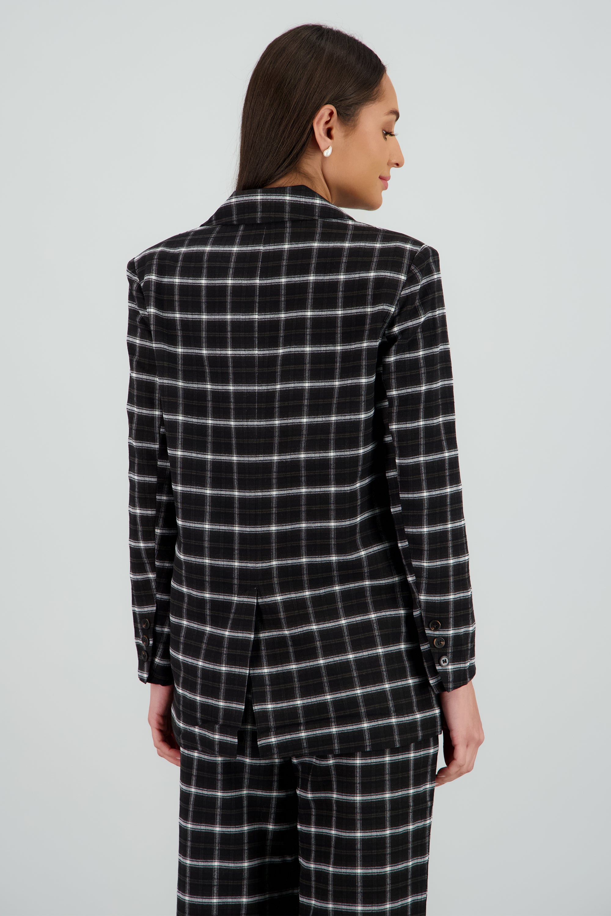 Saco oversized cuadros NEGRO