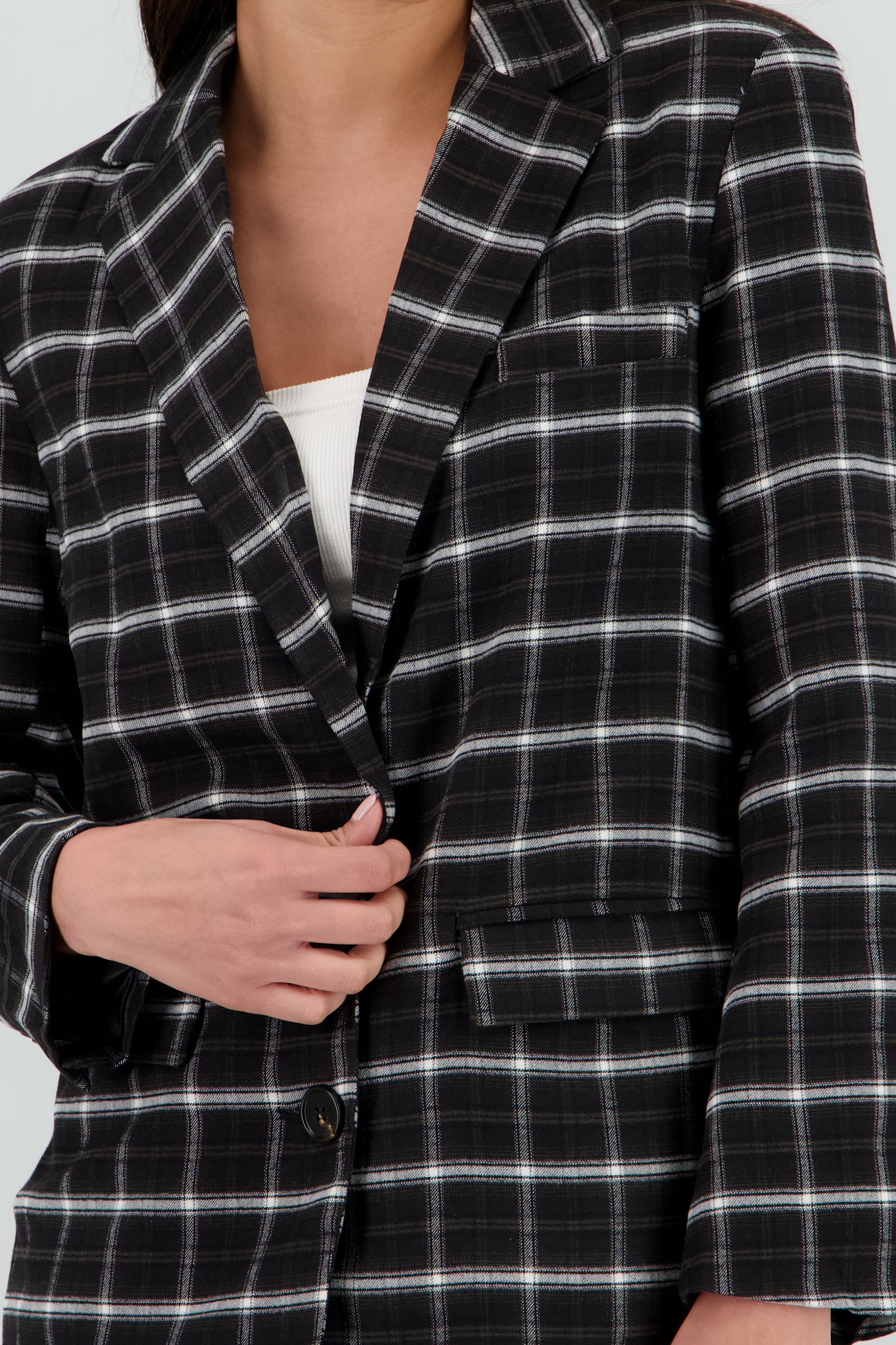 Saco oversized cuadros NEGRO