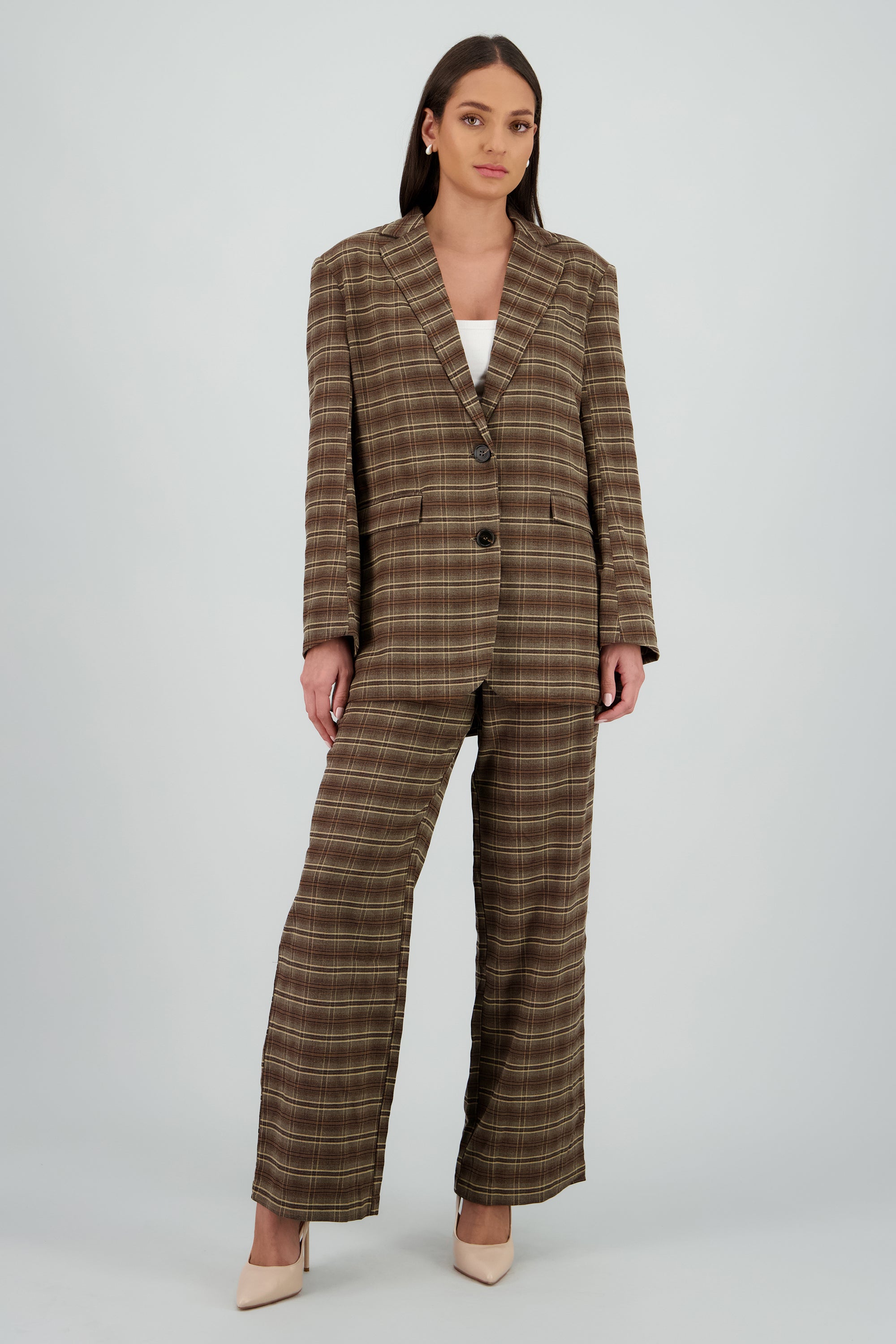 Pantalon recto cuadros CAFE