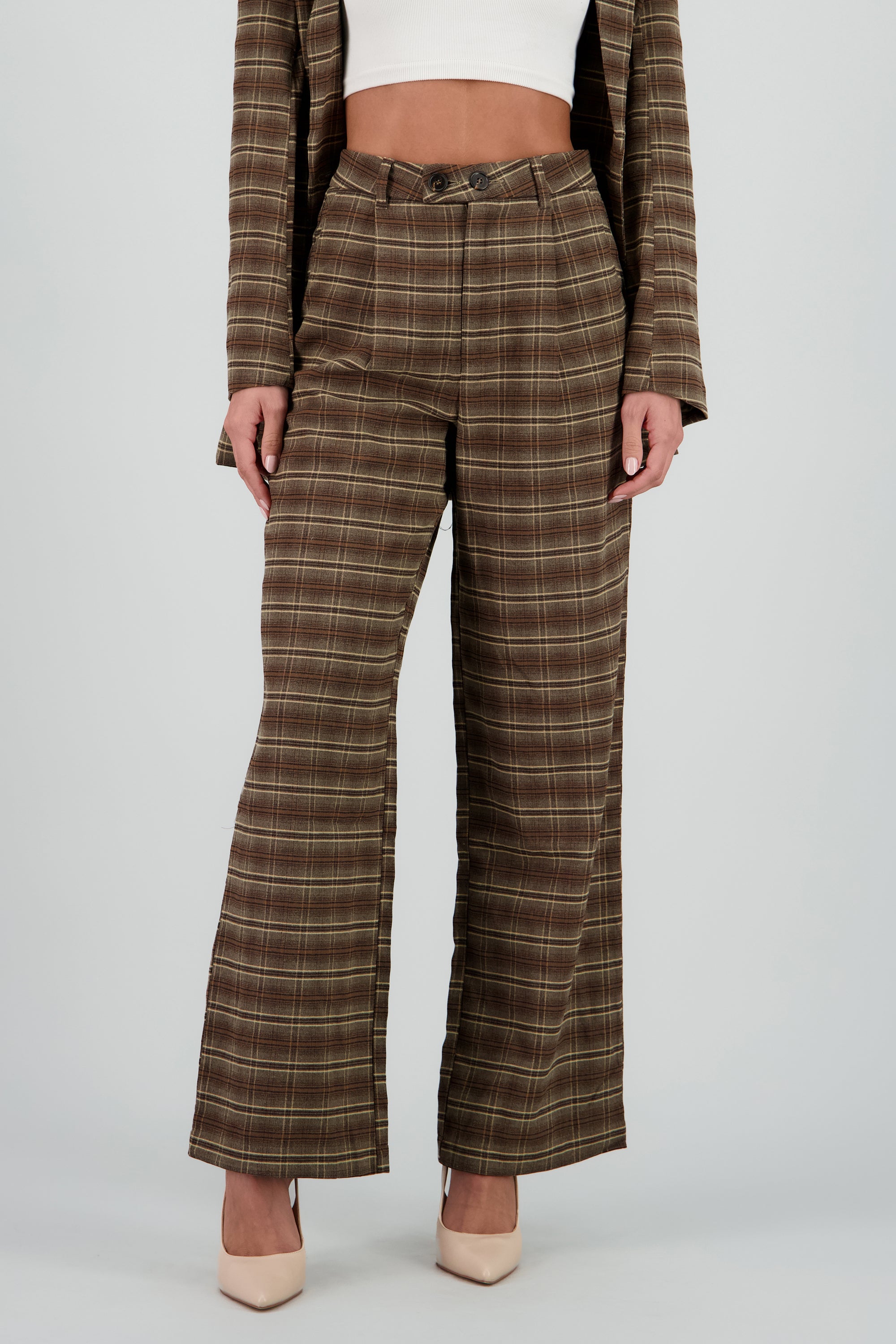 Pantalon recto cuadros CAFE