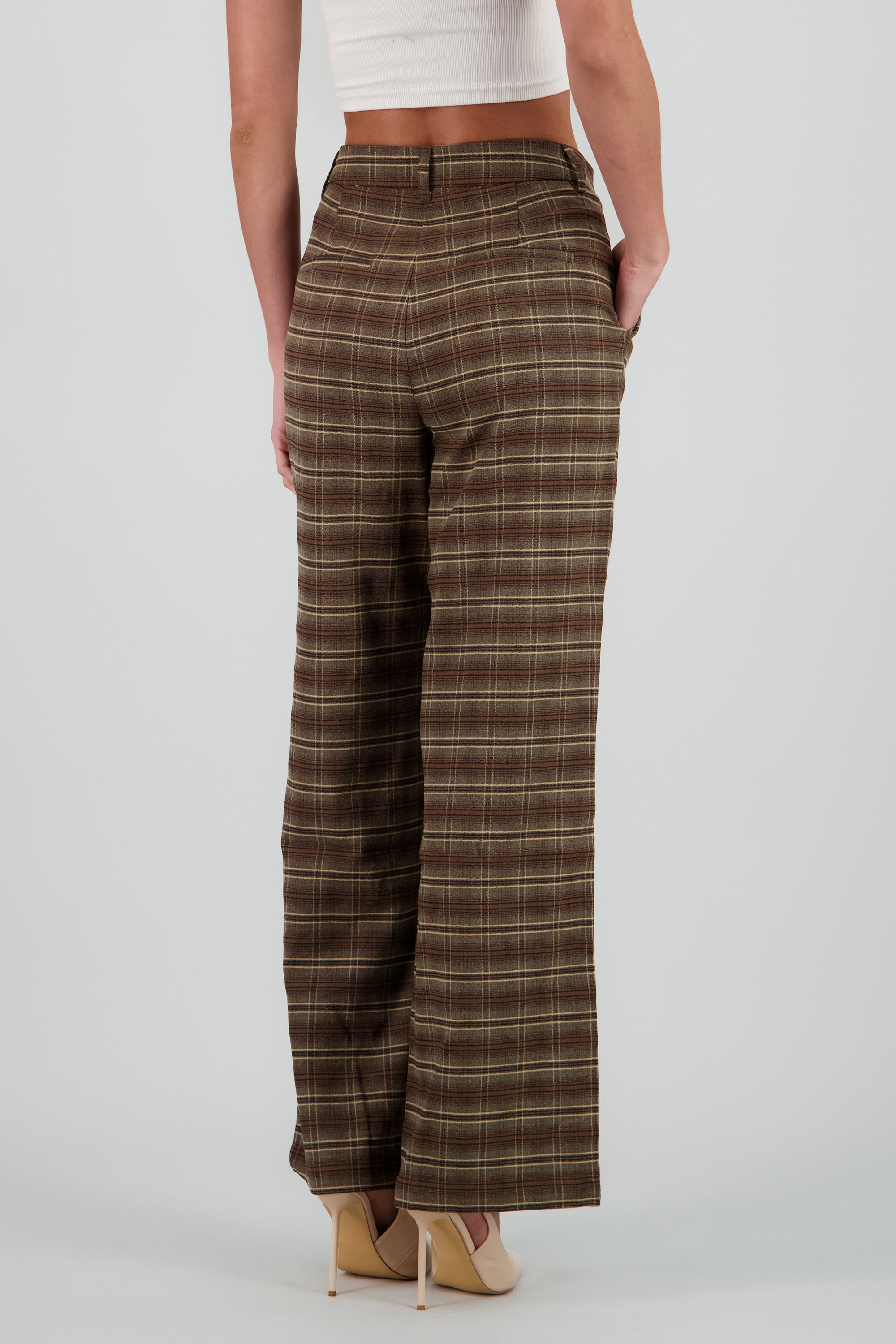 Pantalon recto cuadros CAFE