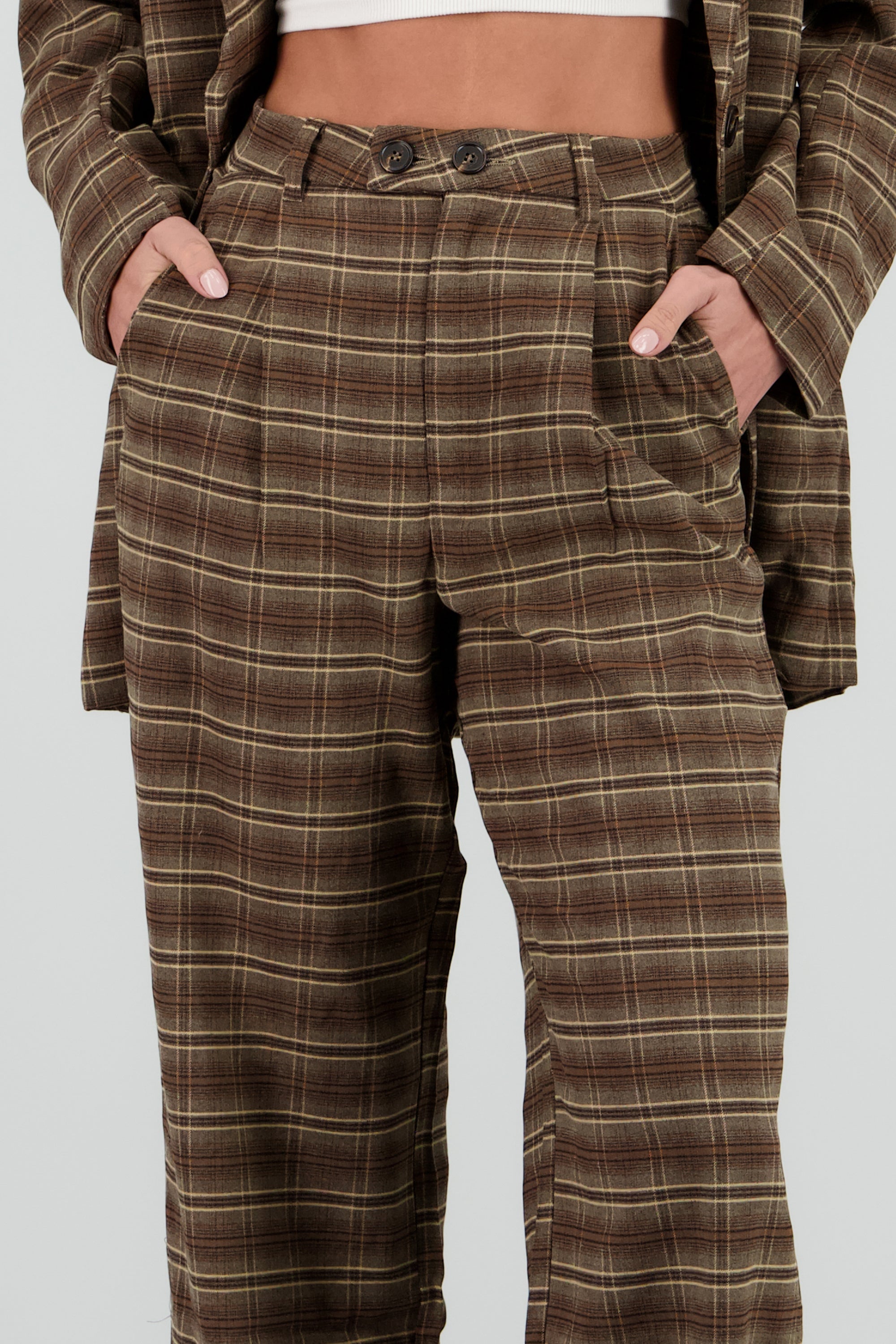 Pantalon recto cuadros CAFE
