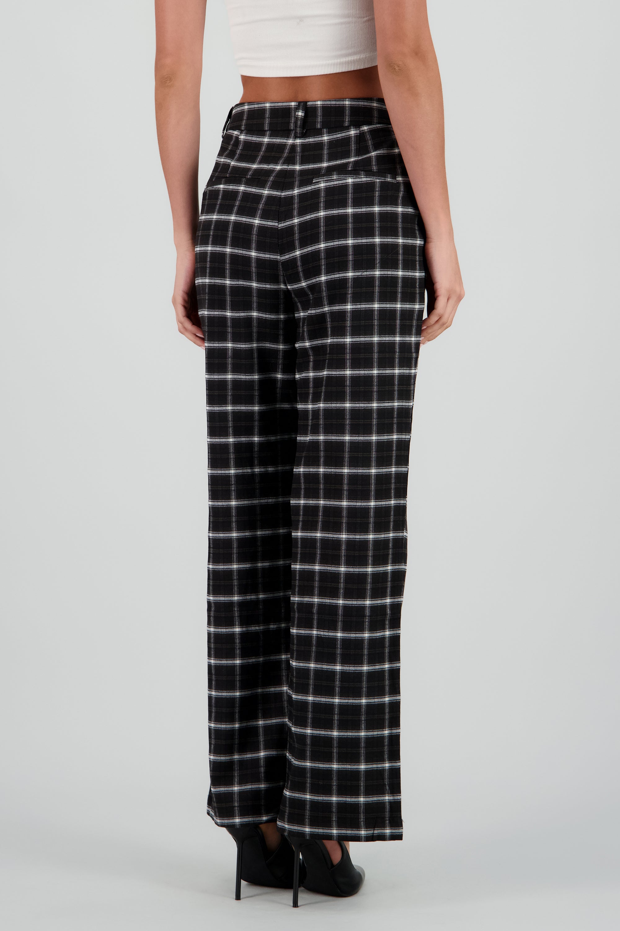 Pantalon recto cuadros NEGRO