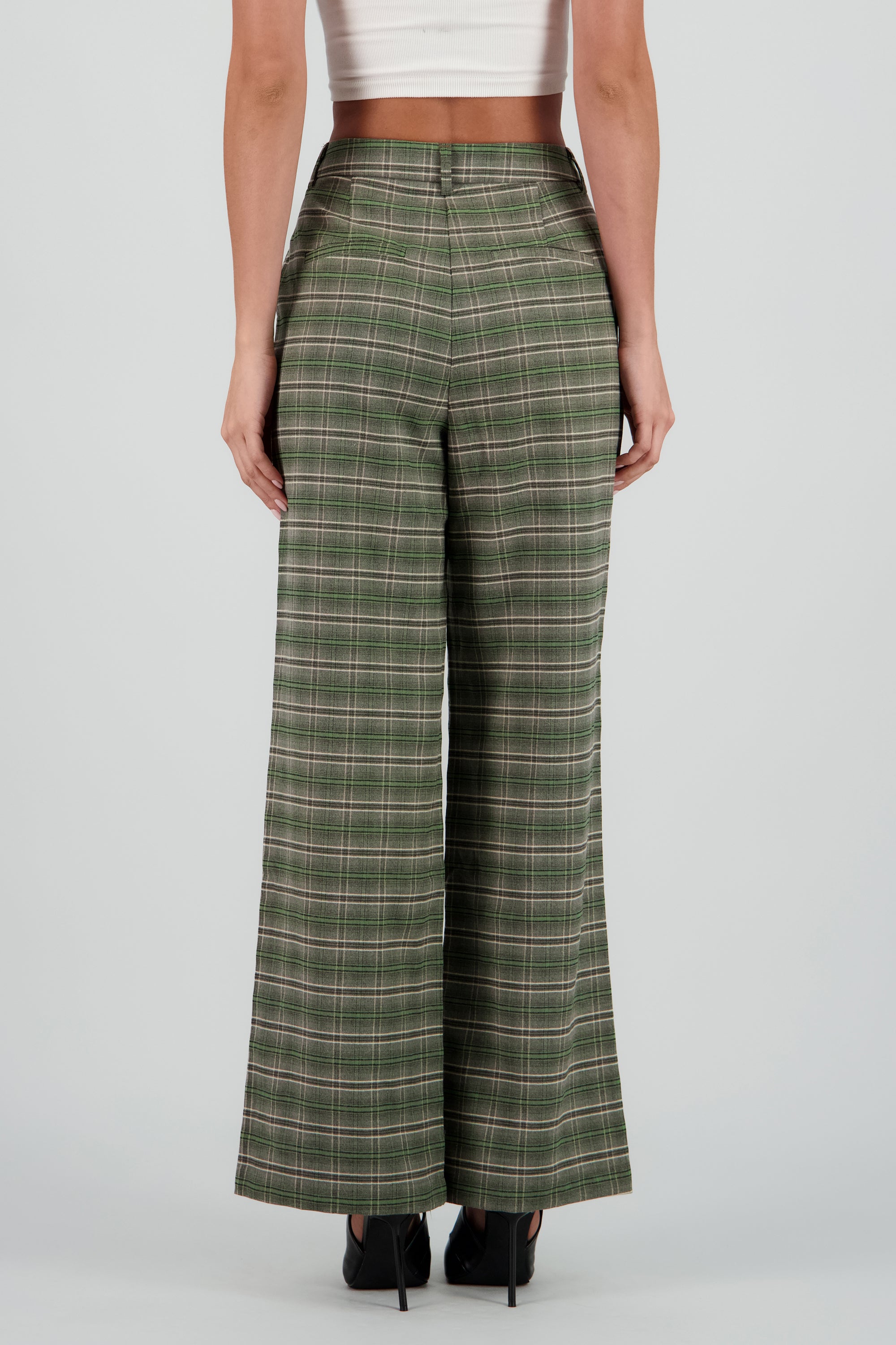 Pantalon recto cuadros GRIS