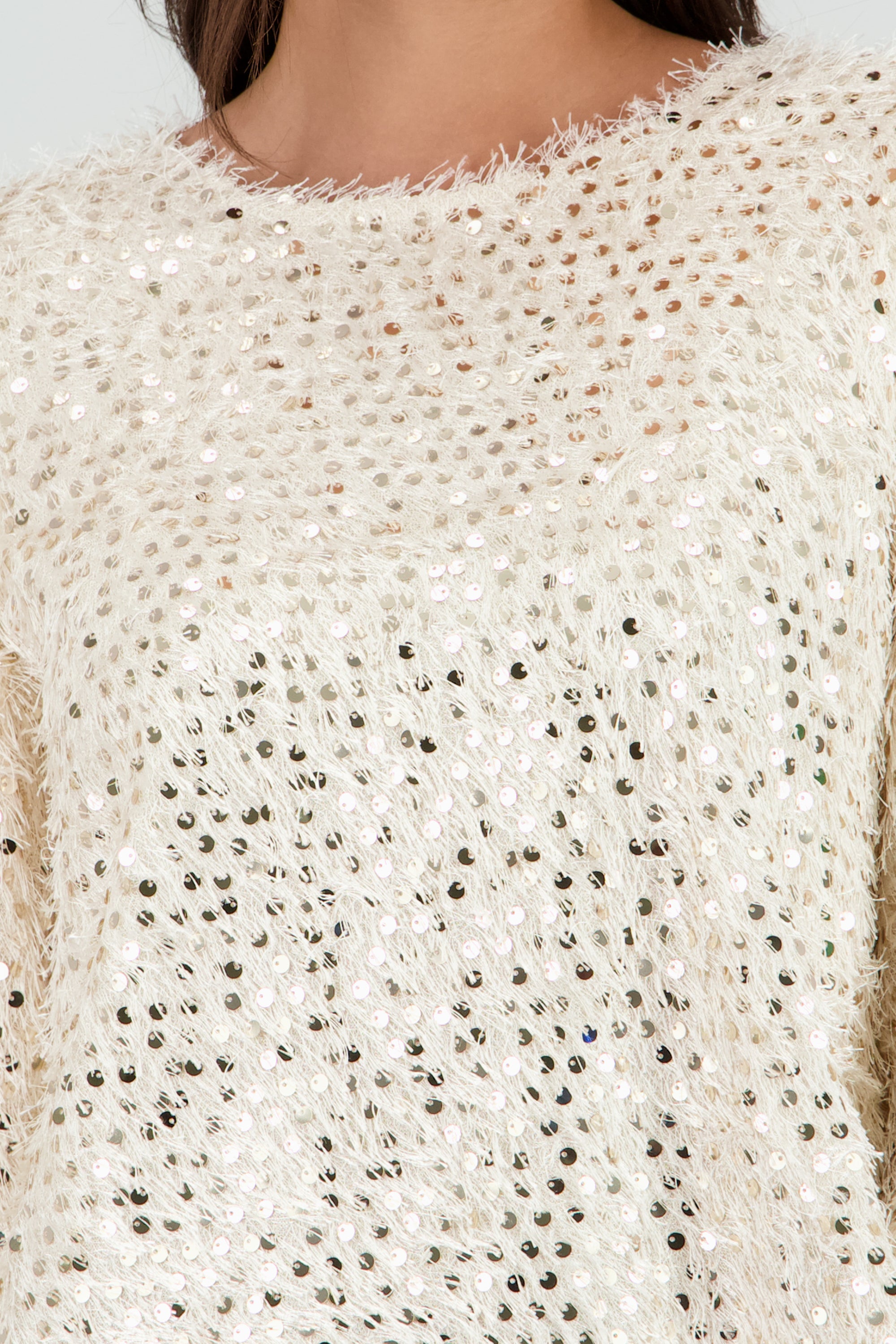 Blusa boxy lentejuelas BEIGE