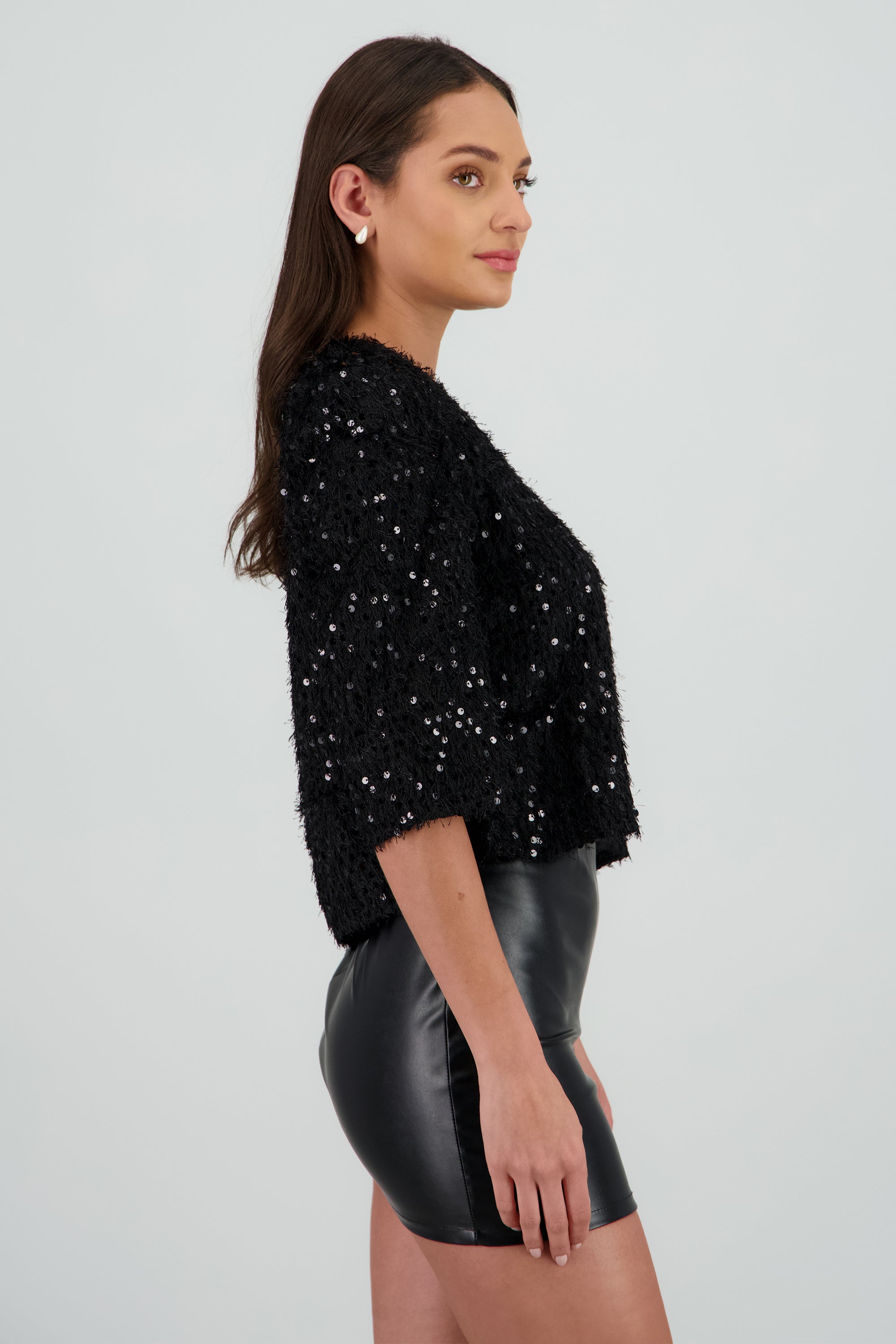 Blusa boxy lentejuelas NEGRO