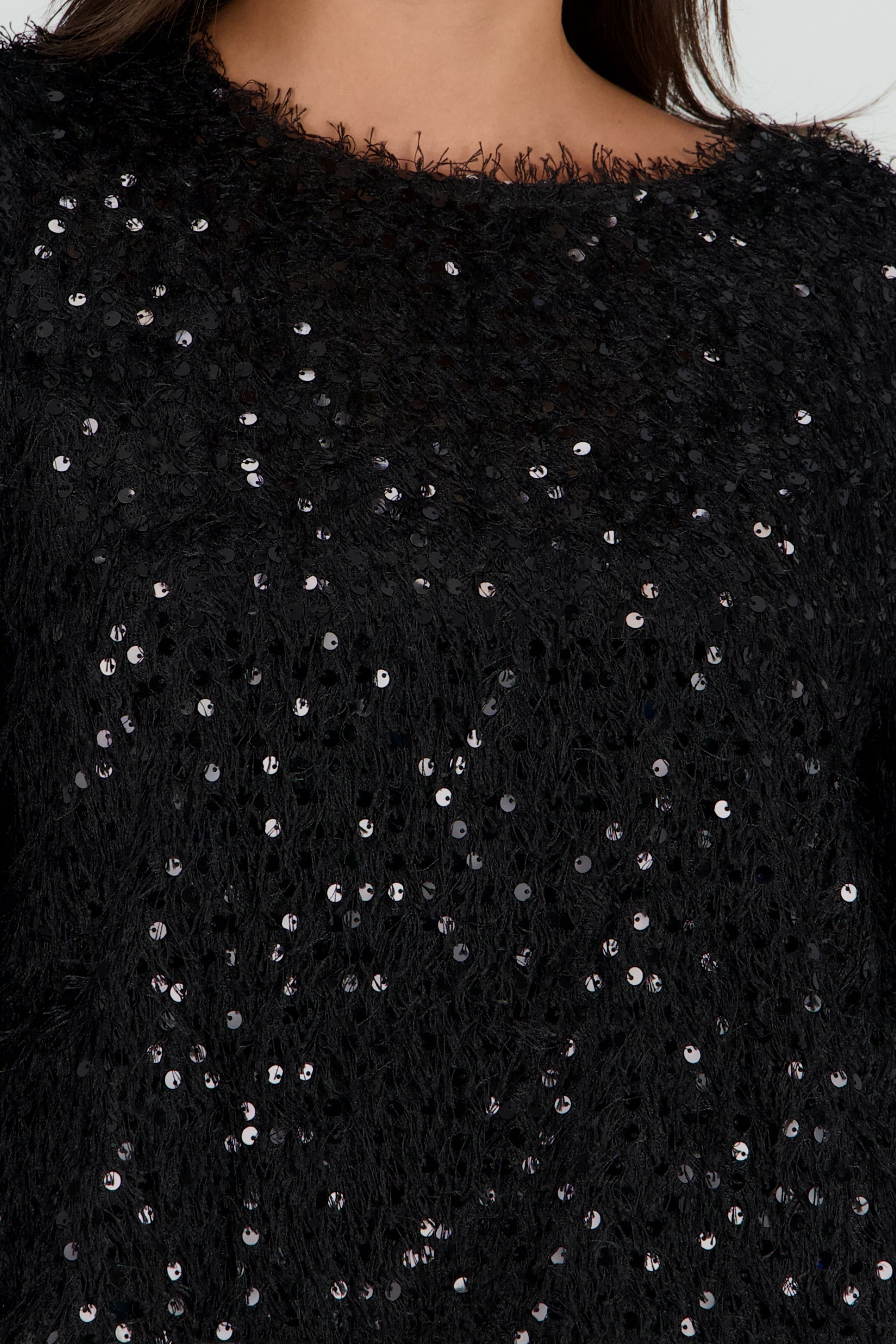 Blusa boxy lentejuelas NEGRO