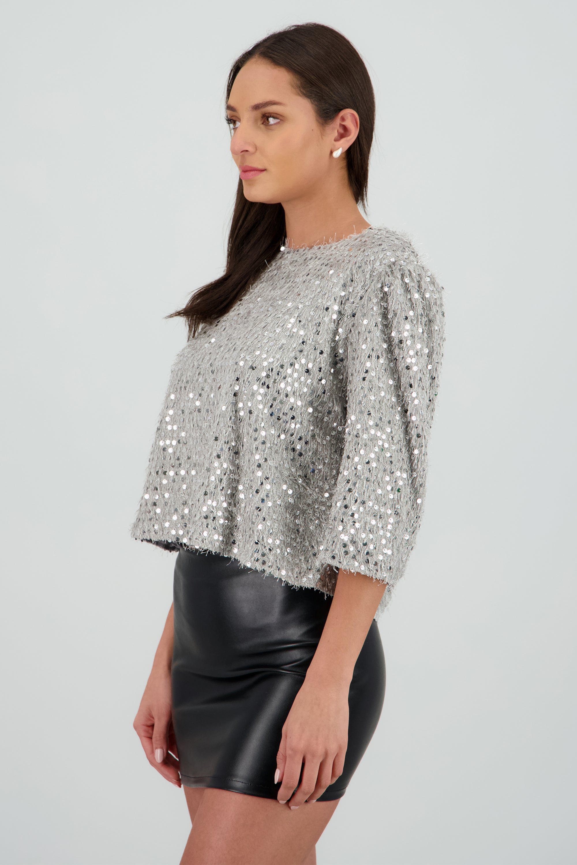 Blusa boxy lentejuelas GRIS