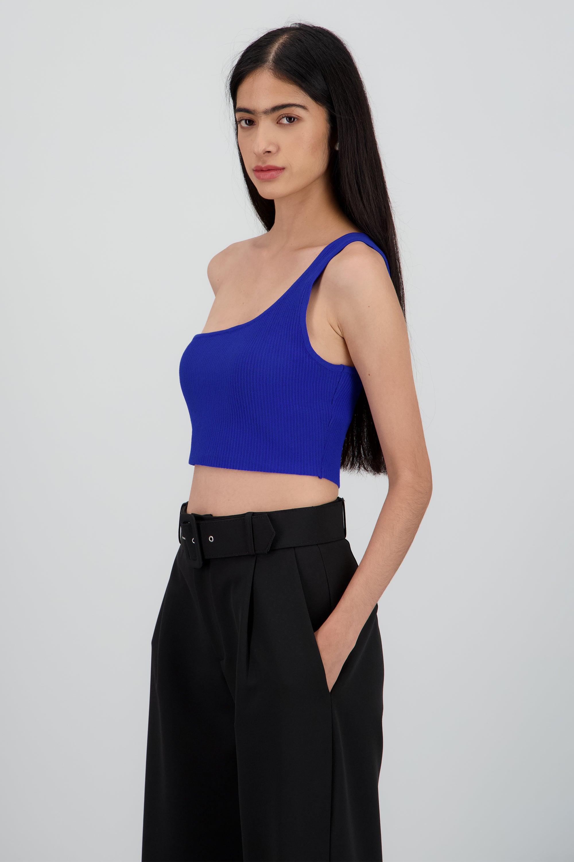 Top one shoulder AZUL REY