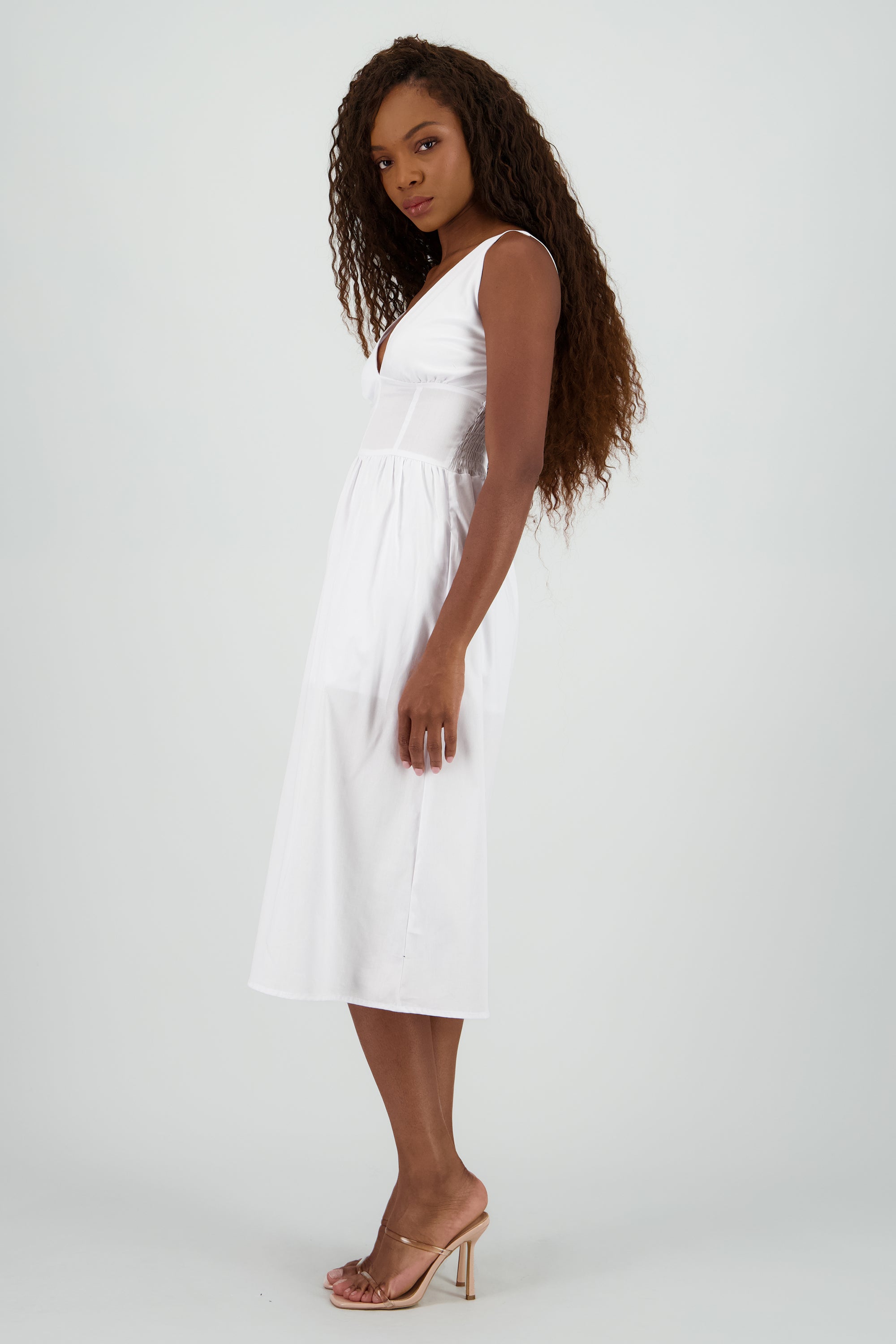 Vestido maxi ligero con bolsas BLANCO