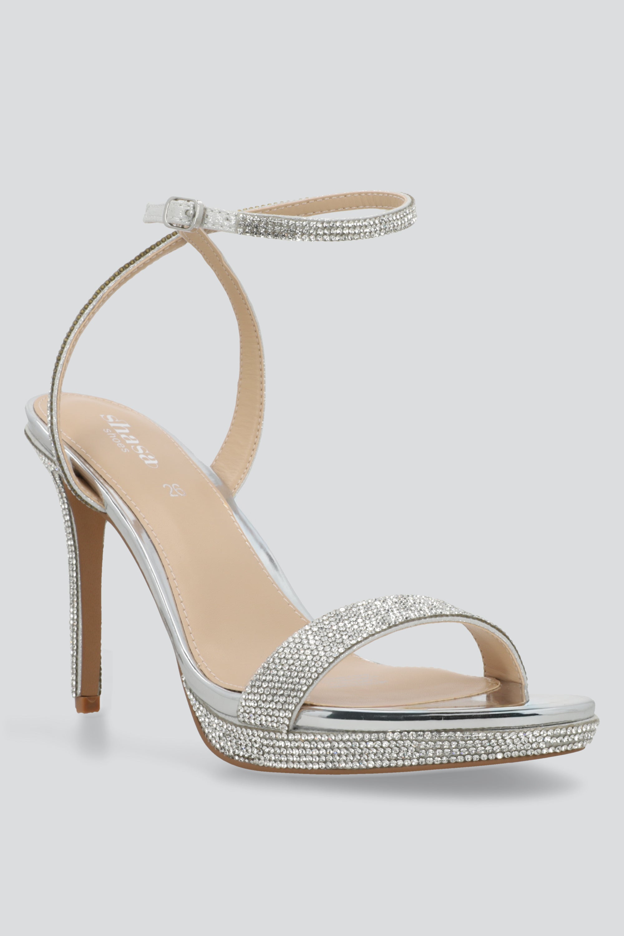 Tacon media plataforma tiras brillos PLATA