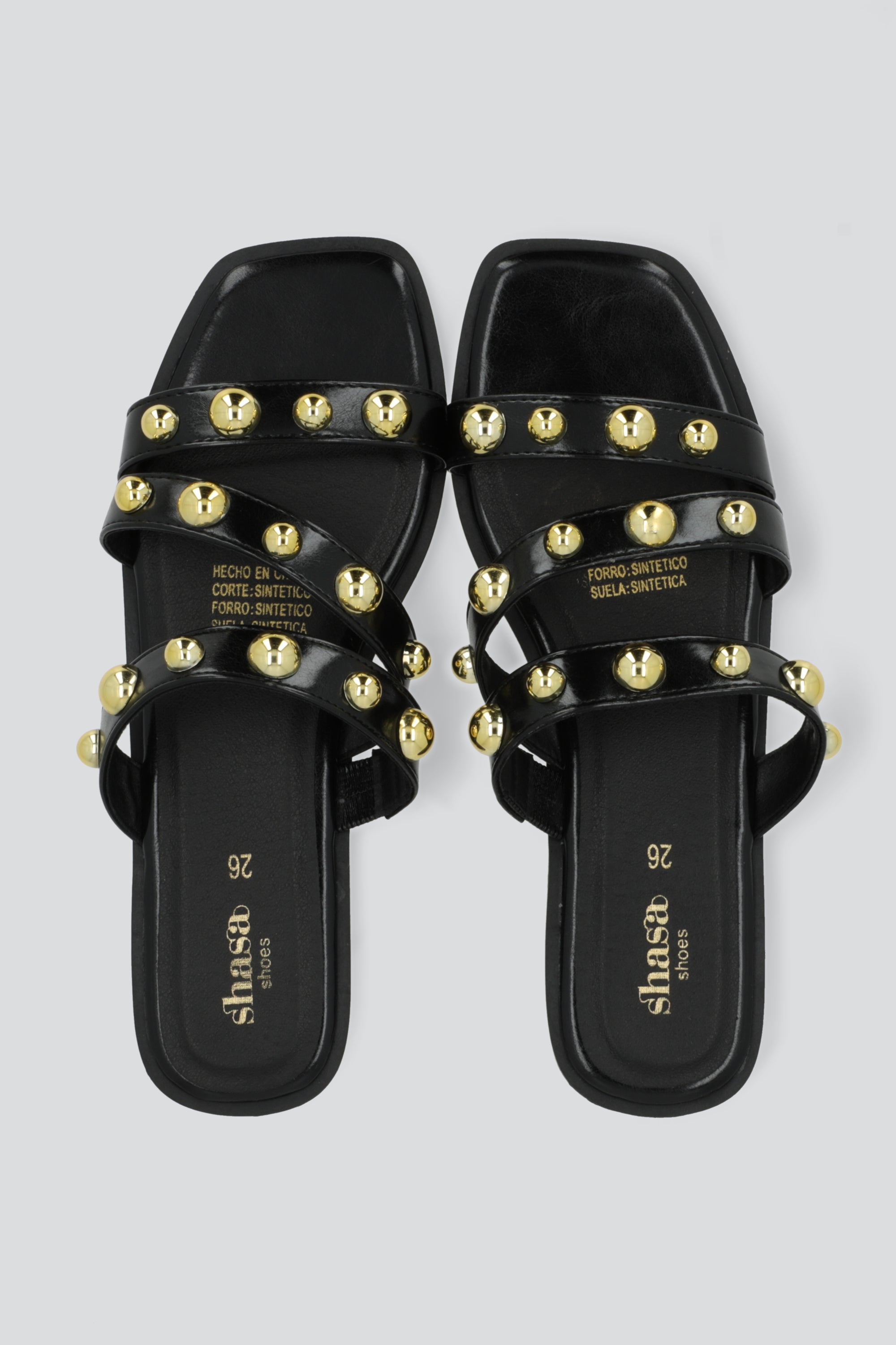 Sandalia tiras stud mega NEGRO