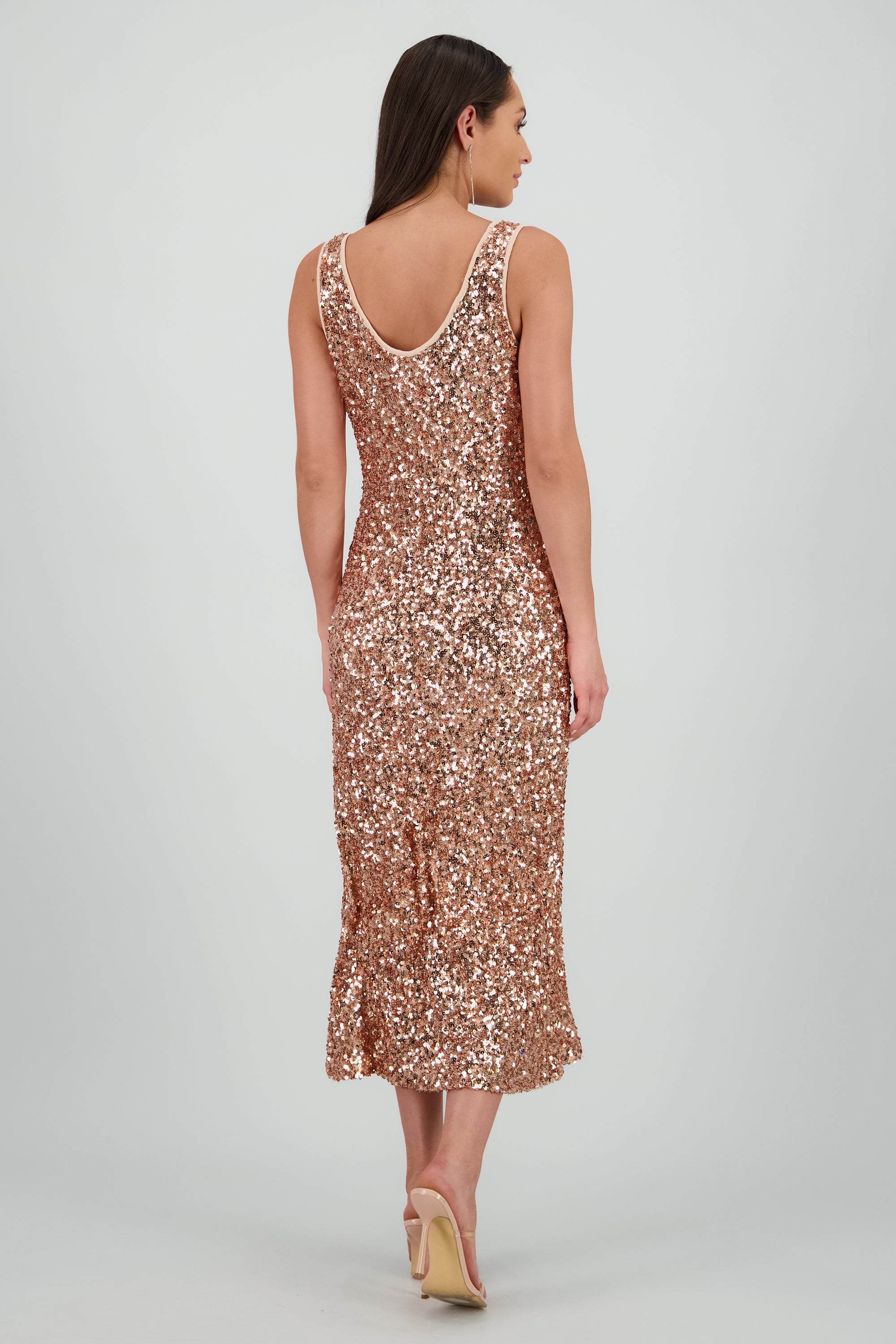 Vestido midi lentejuelas ORO