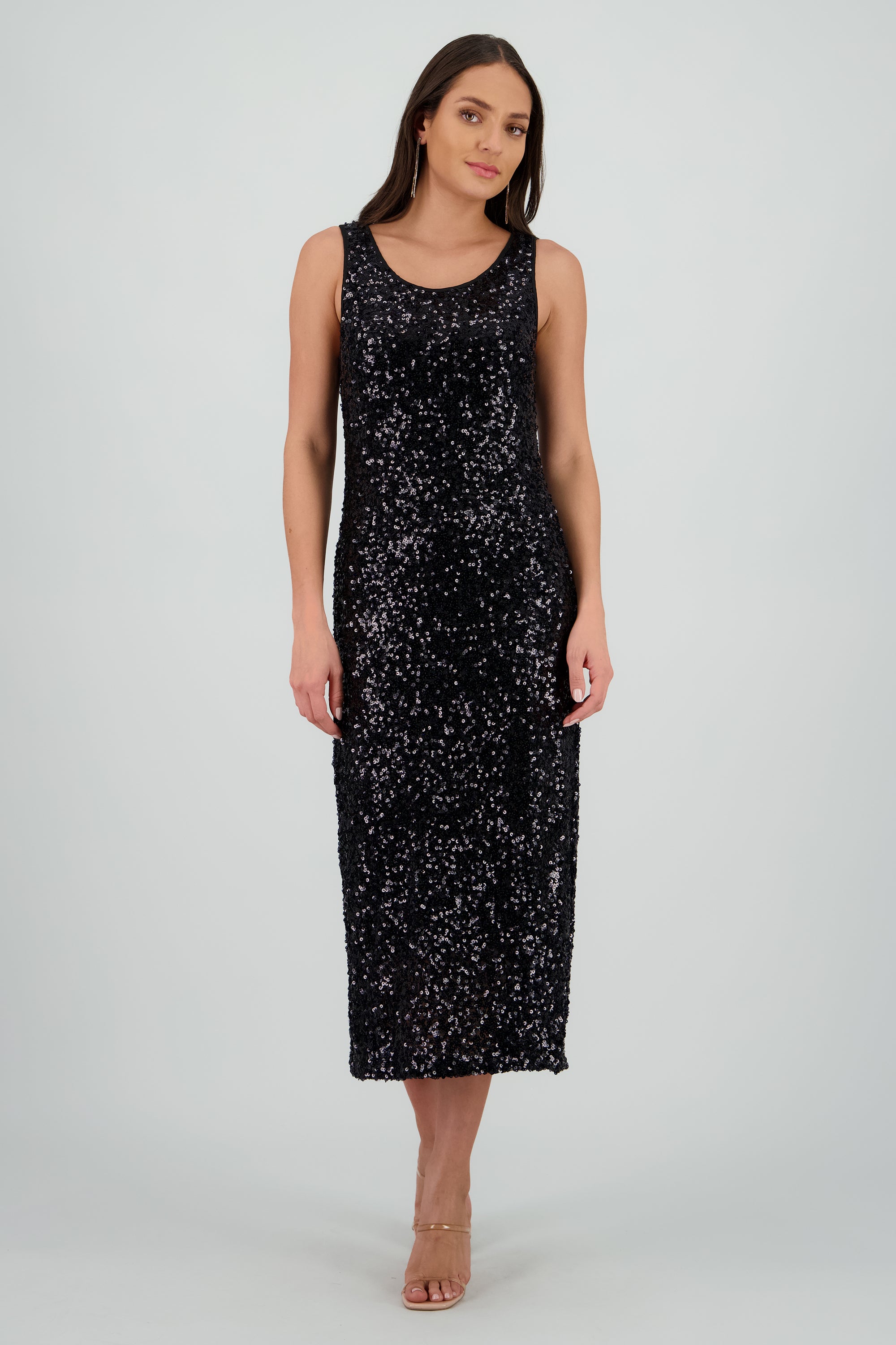 Vestido midi lentejuelas NEGRO