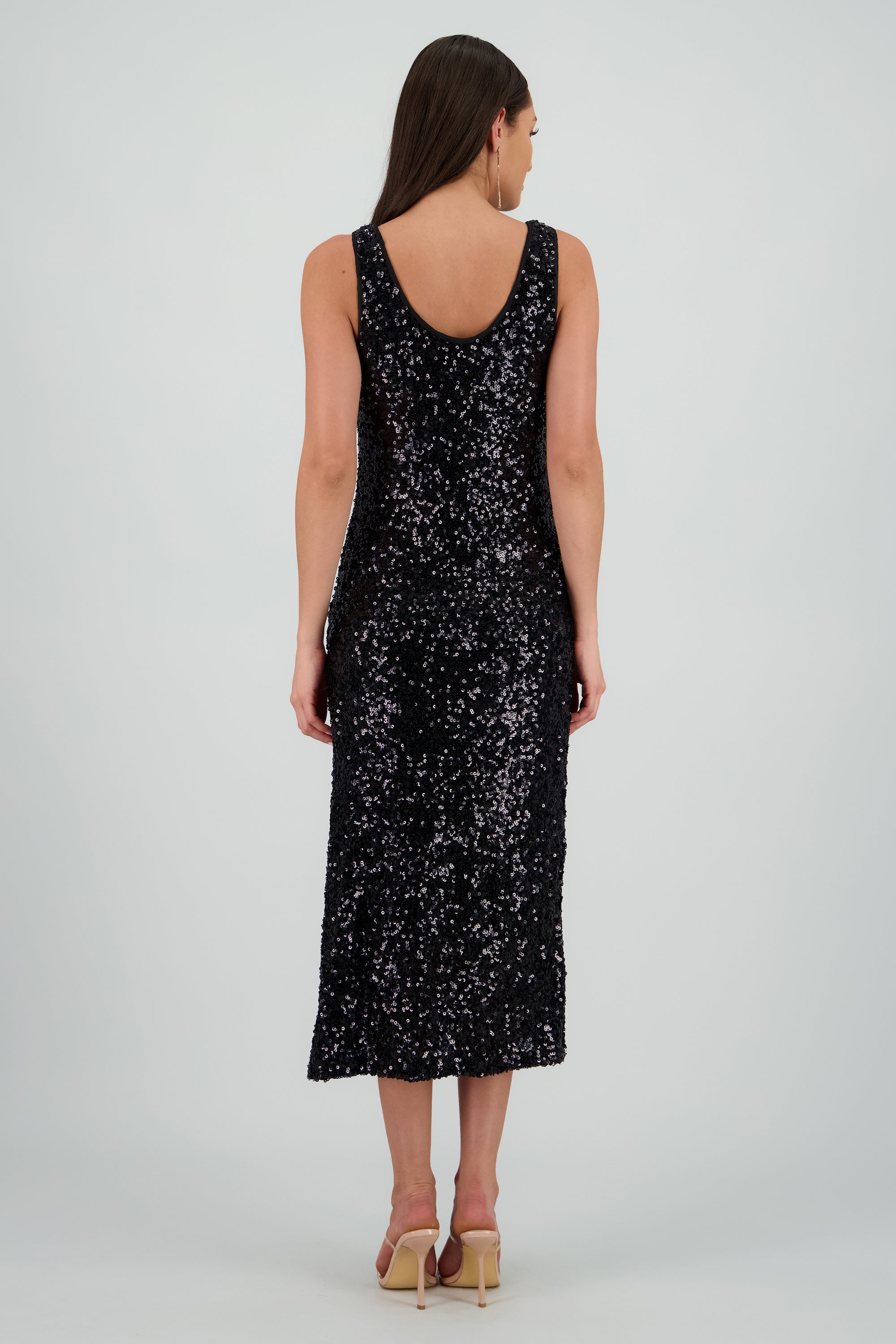 Vestido midi lentejuelas NEGRO