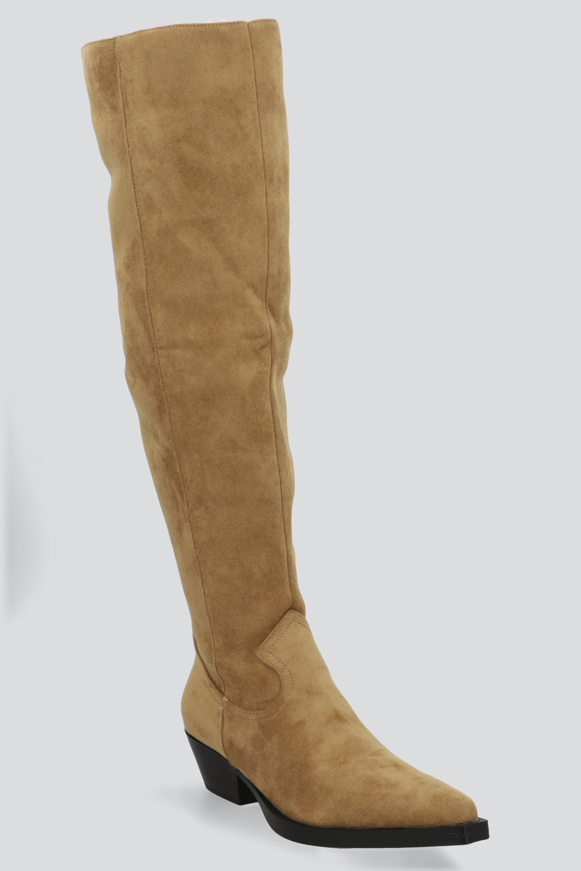 Bota vaquera overknee gamucina TAUPE