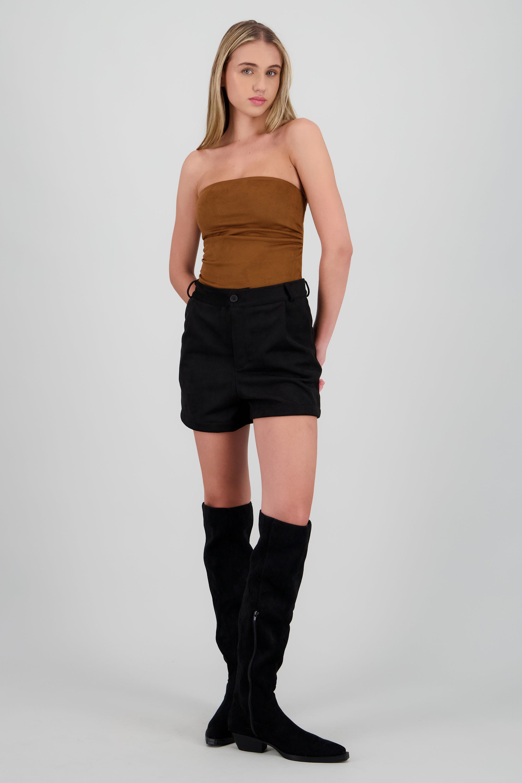 Bota vaquera overknee gamucina NEGRO