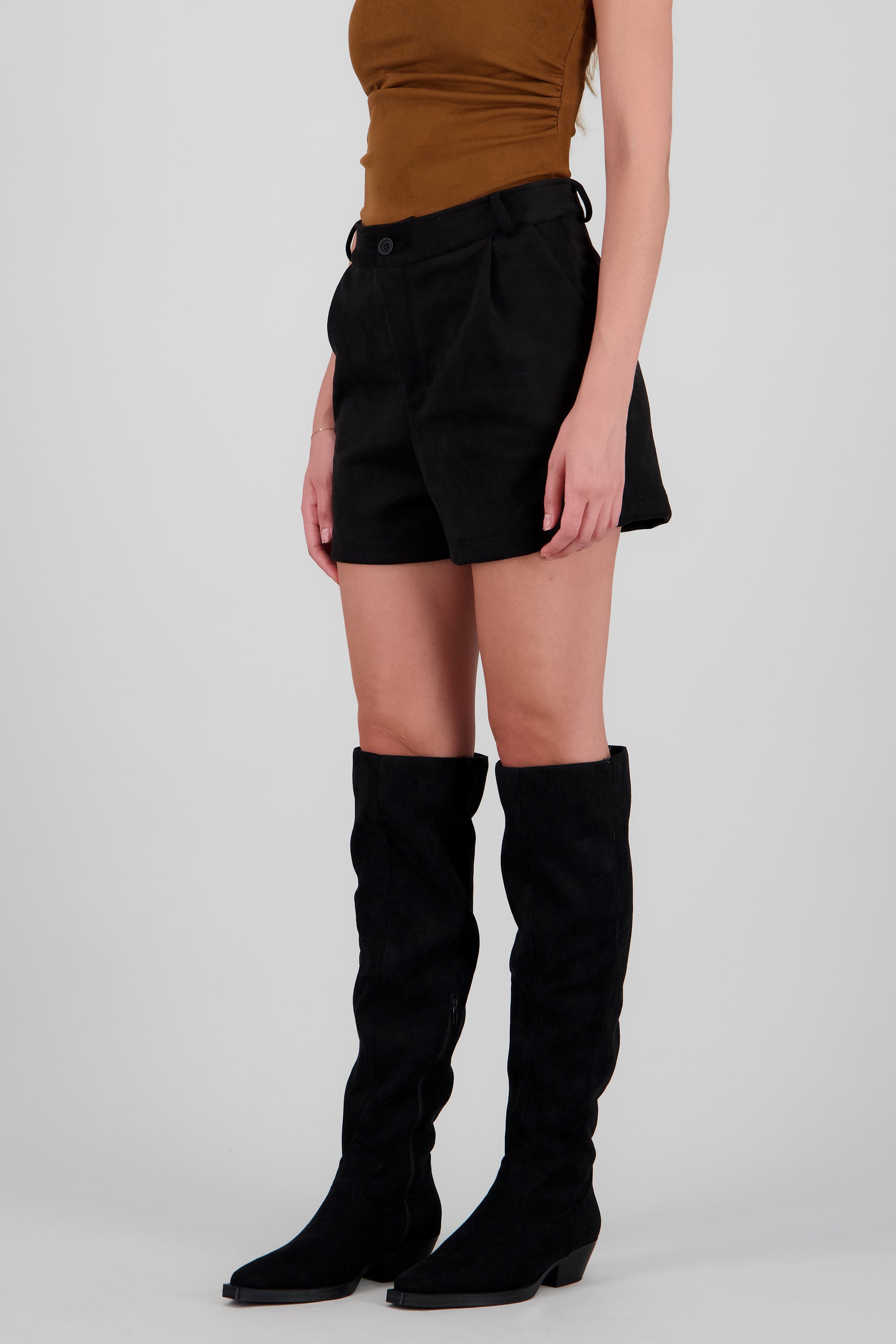 Bota vaquera overknee gamucina NEGRO