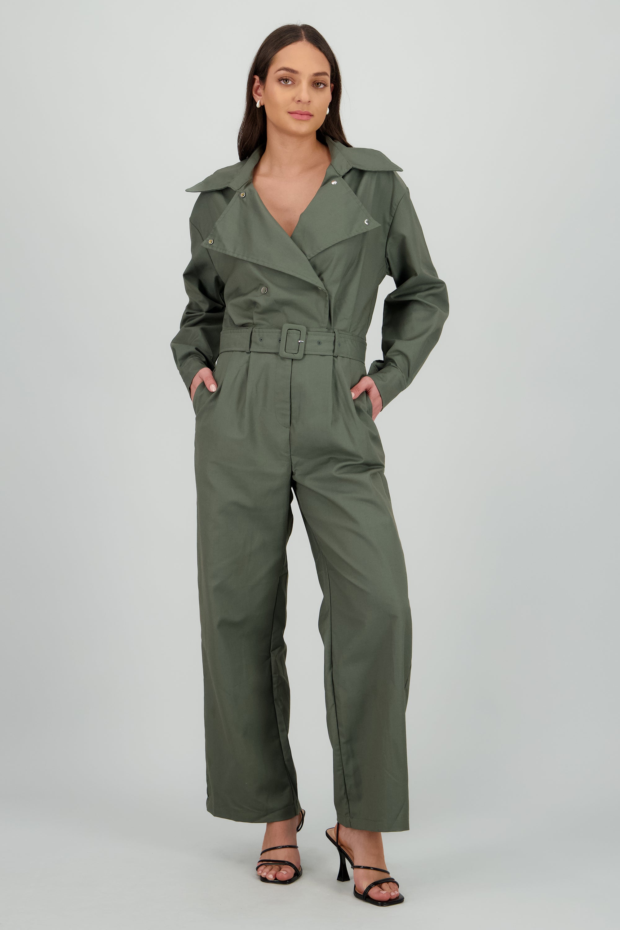 Jumpsuit manga larga cuello biker OLIVO