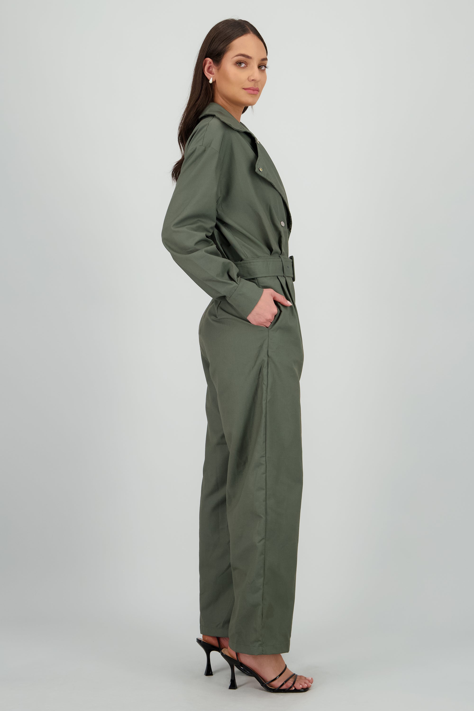 Jumpsuit manga larga cuello biker OLIVO