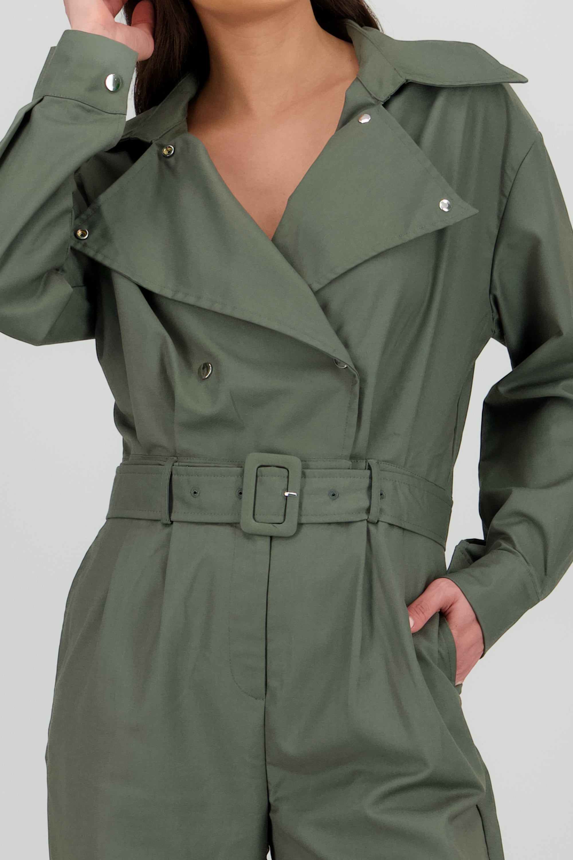 Jumpsuit manga larga cuello biker OLIVO