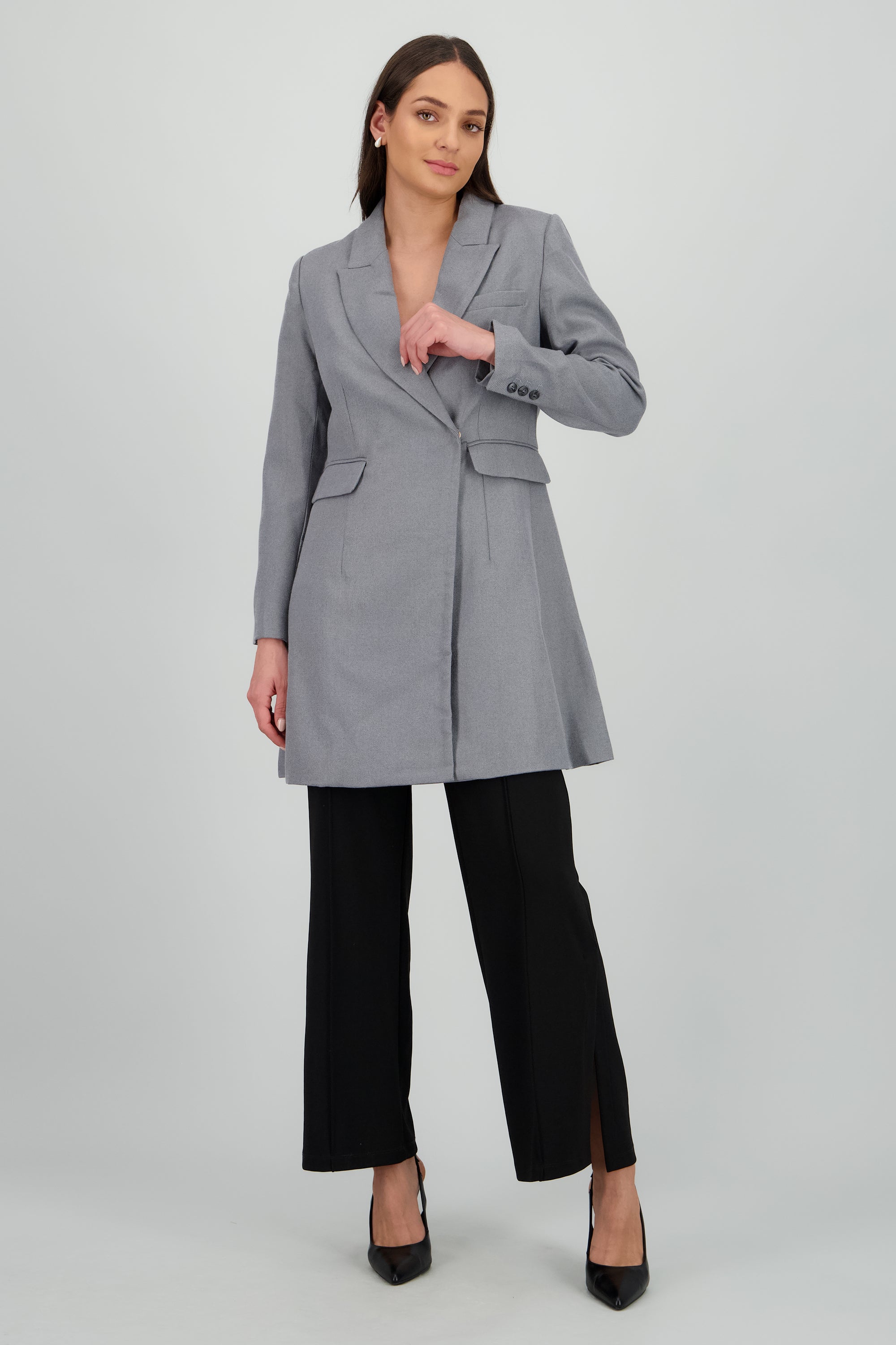 Gabardina boton detalle bolsas GRIS JASPE