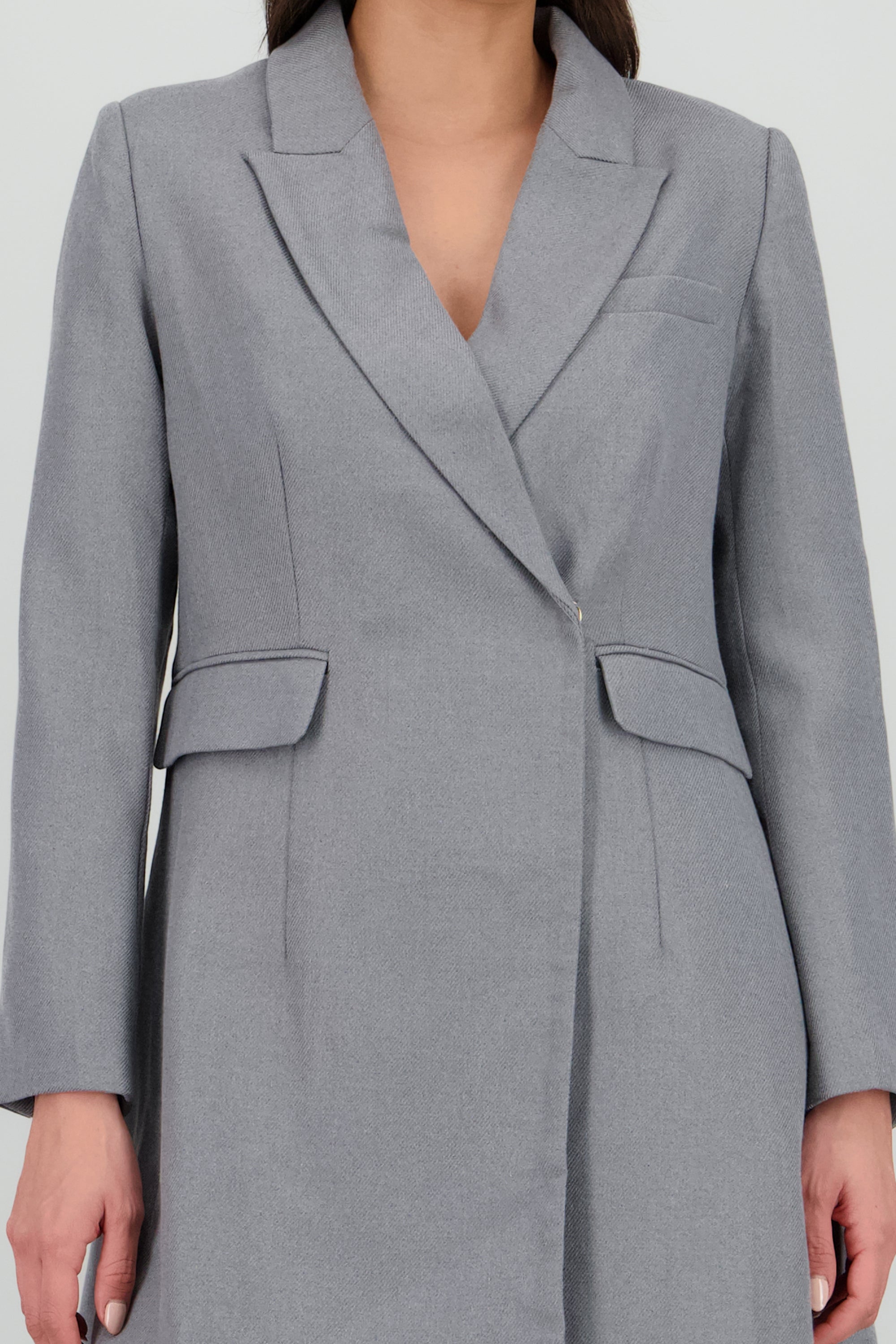Gabardina boton detalle bolsas GRIS JASPE