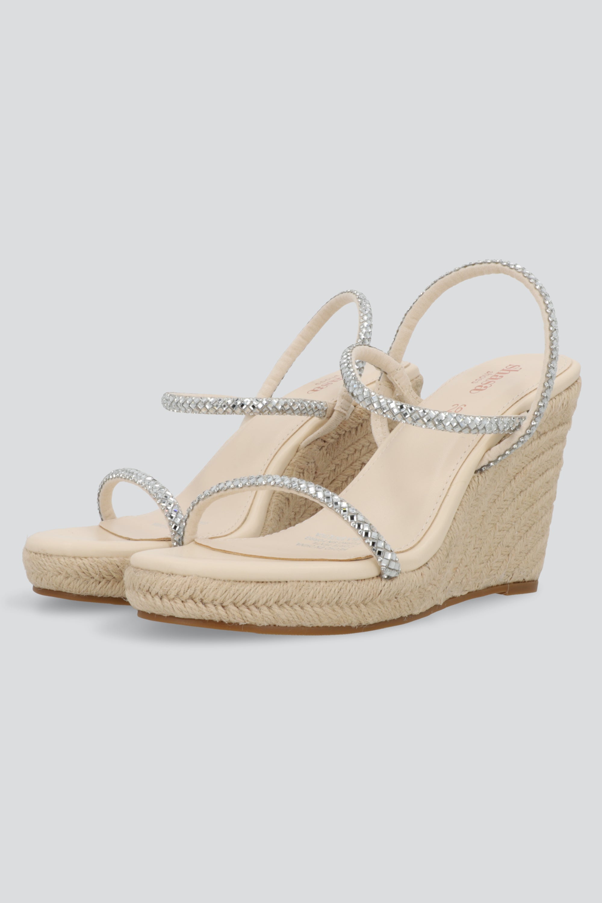 Cuña tiras brillos roca BEIGE