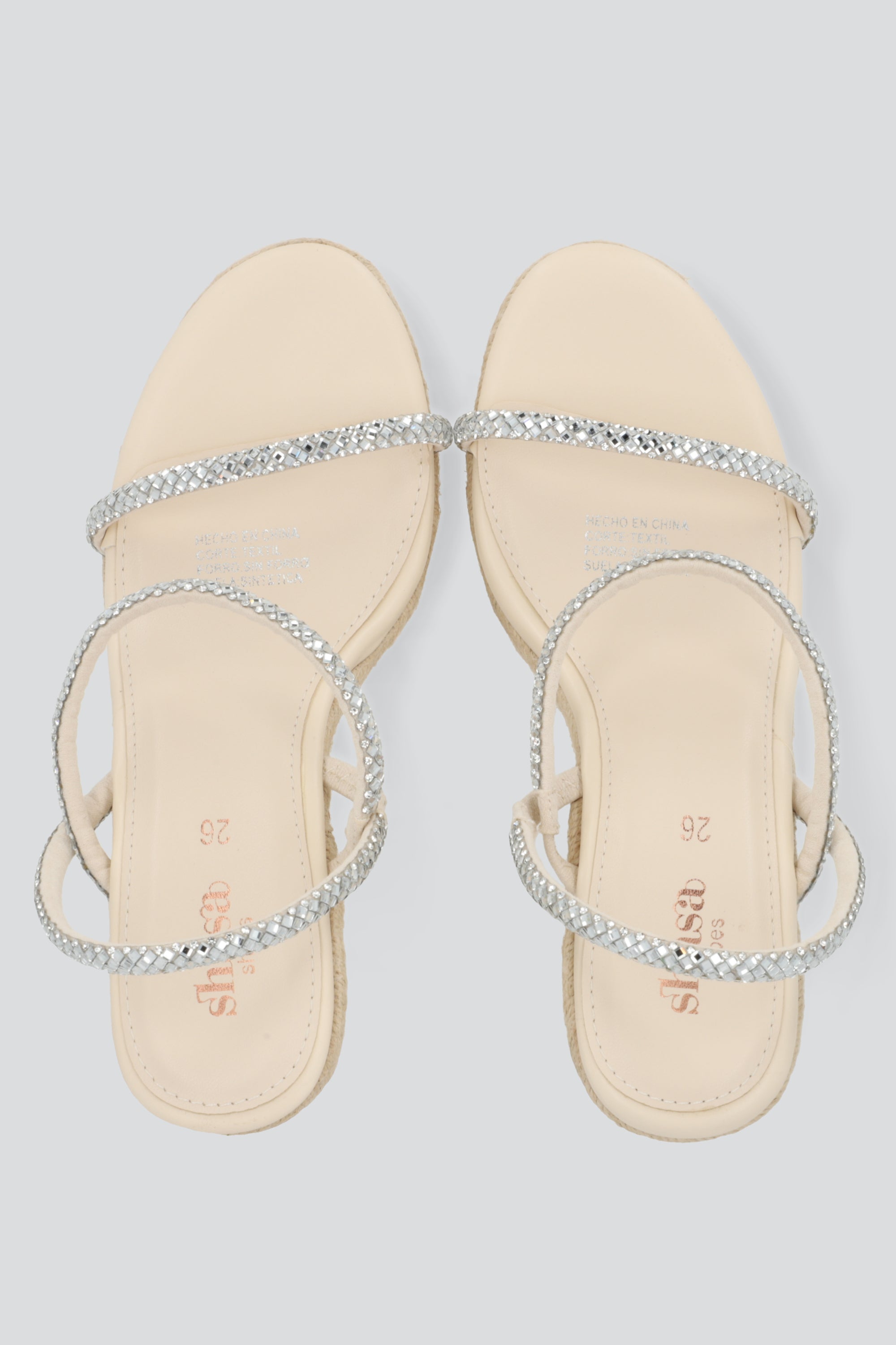 Cuña tiras brillos roca BEIGE