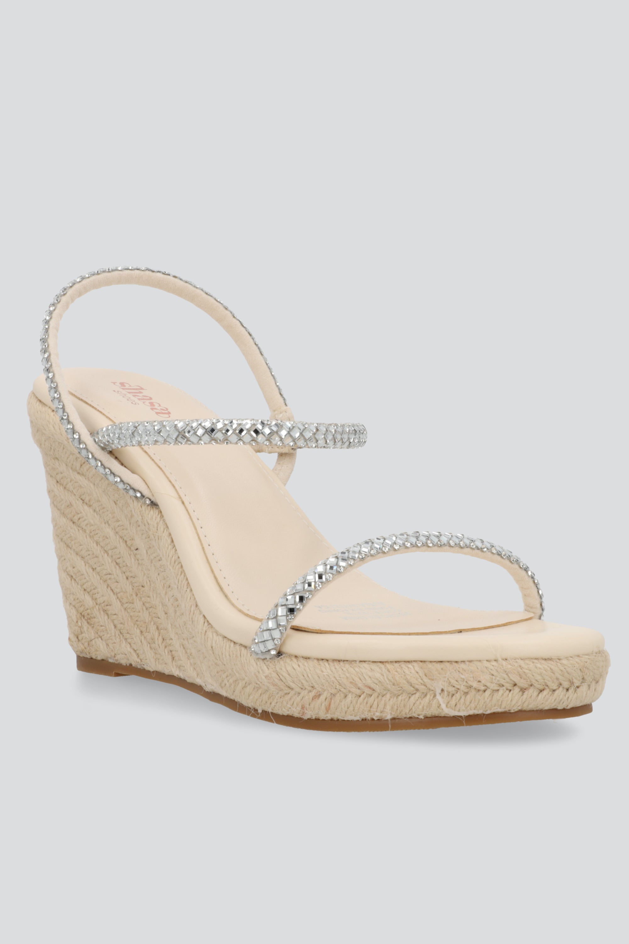 Cuña tiras brillos roca BEIGE