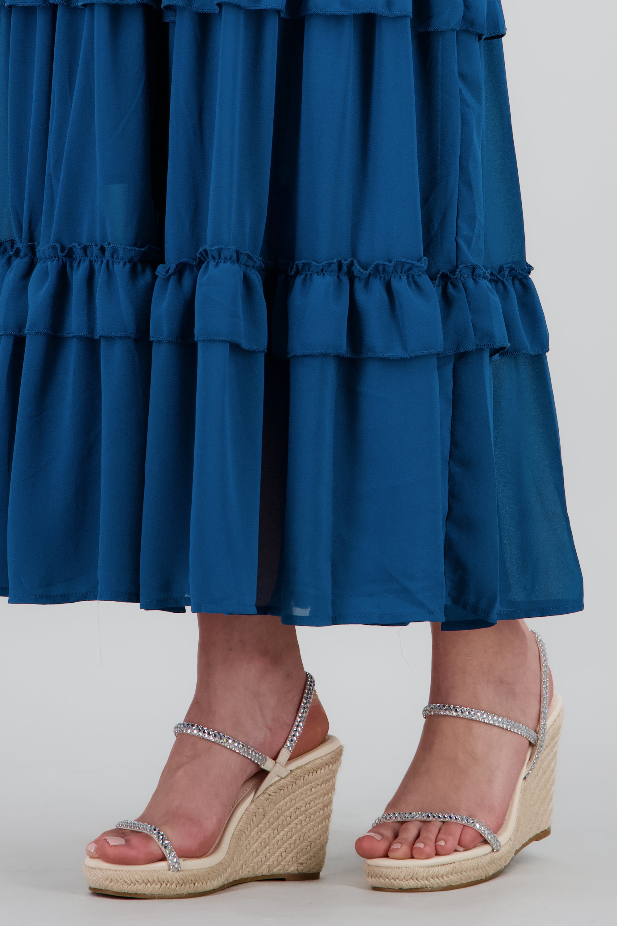 Cuña tiras brillos roca BEIGE