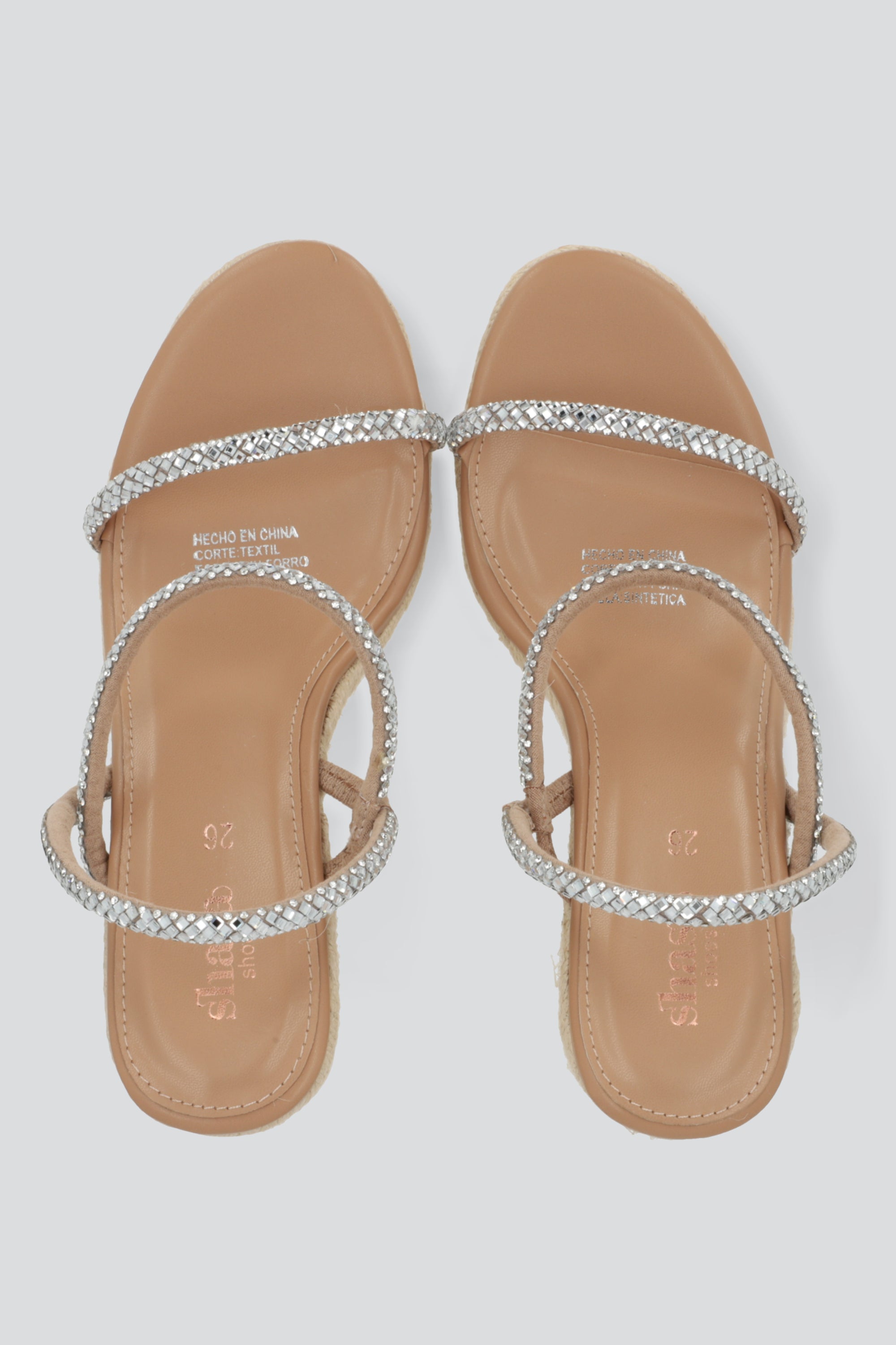 Cuña tiras brillos roca CAMELLO