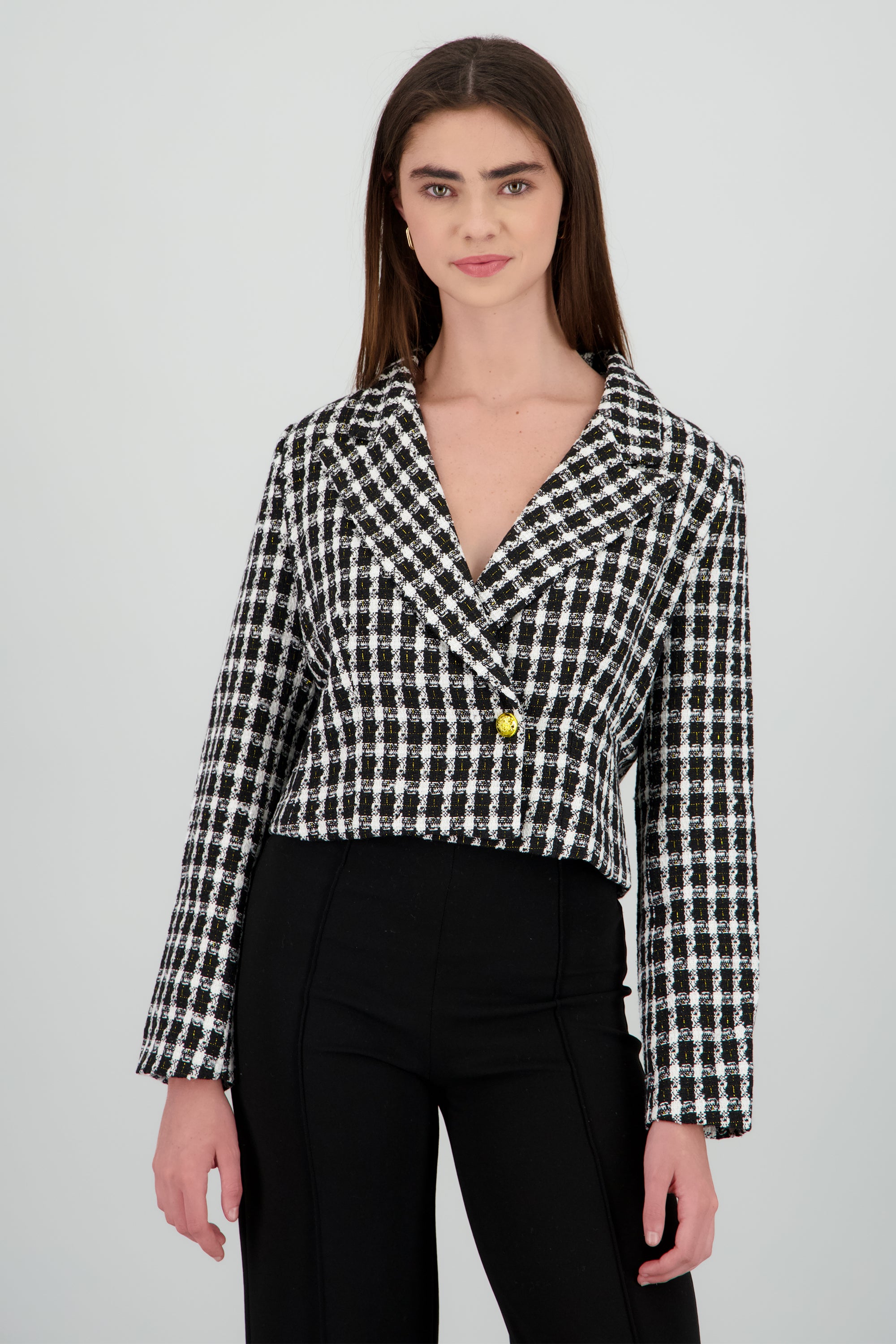 Saco crop tweed NEGRO