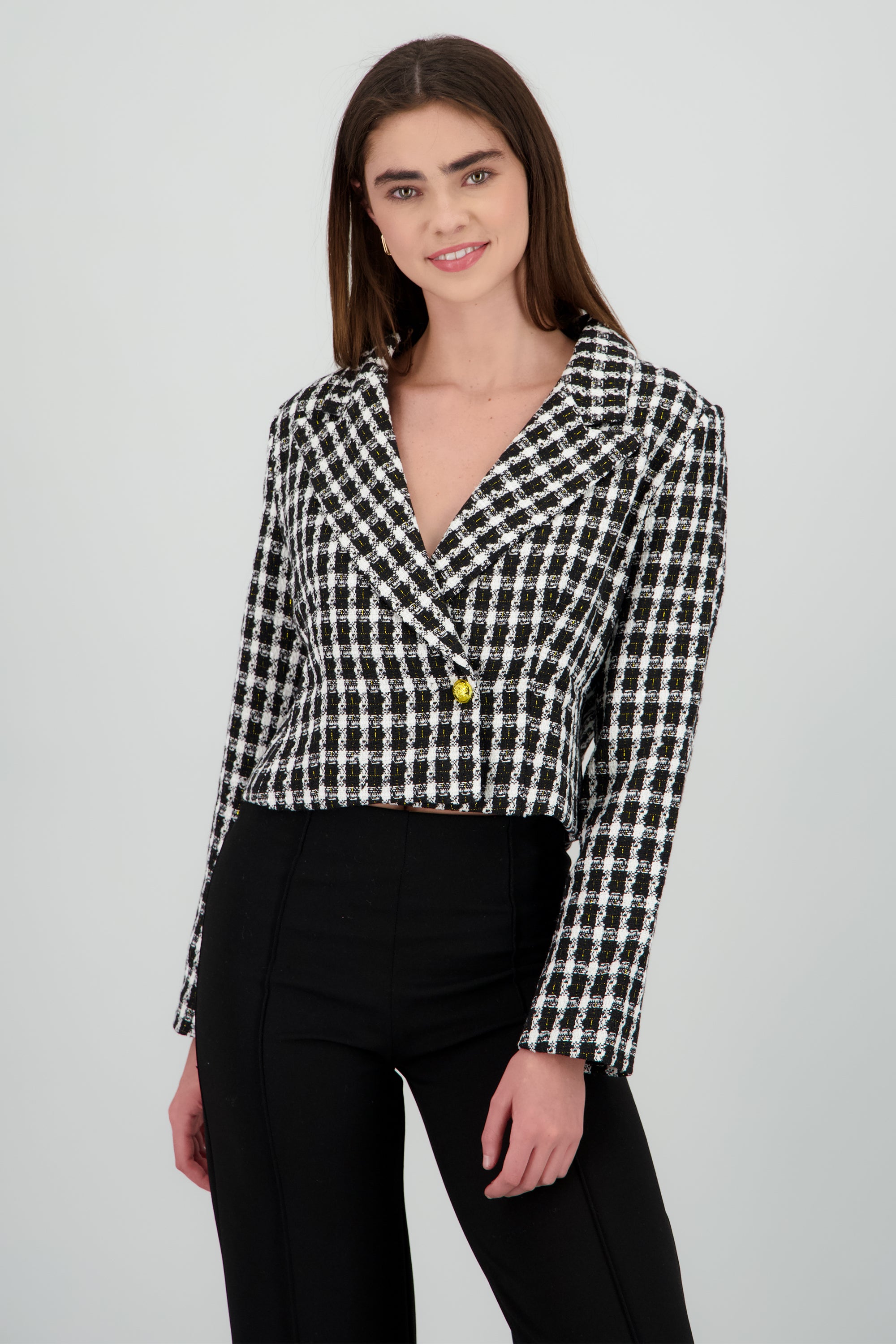 Saco crop tweed NEGRO