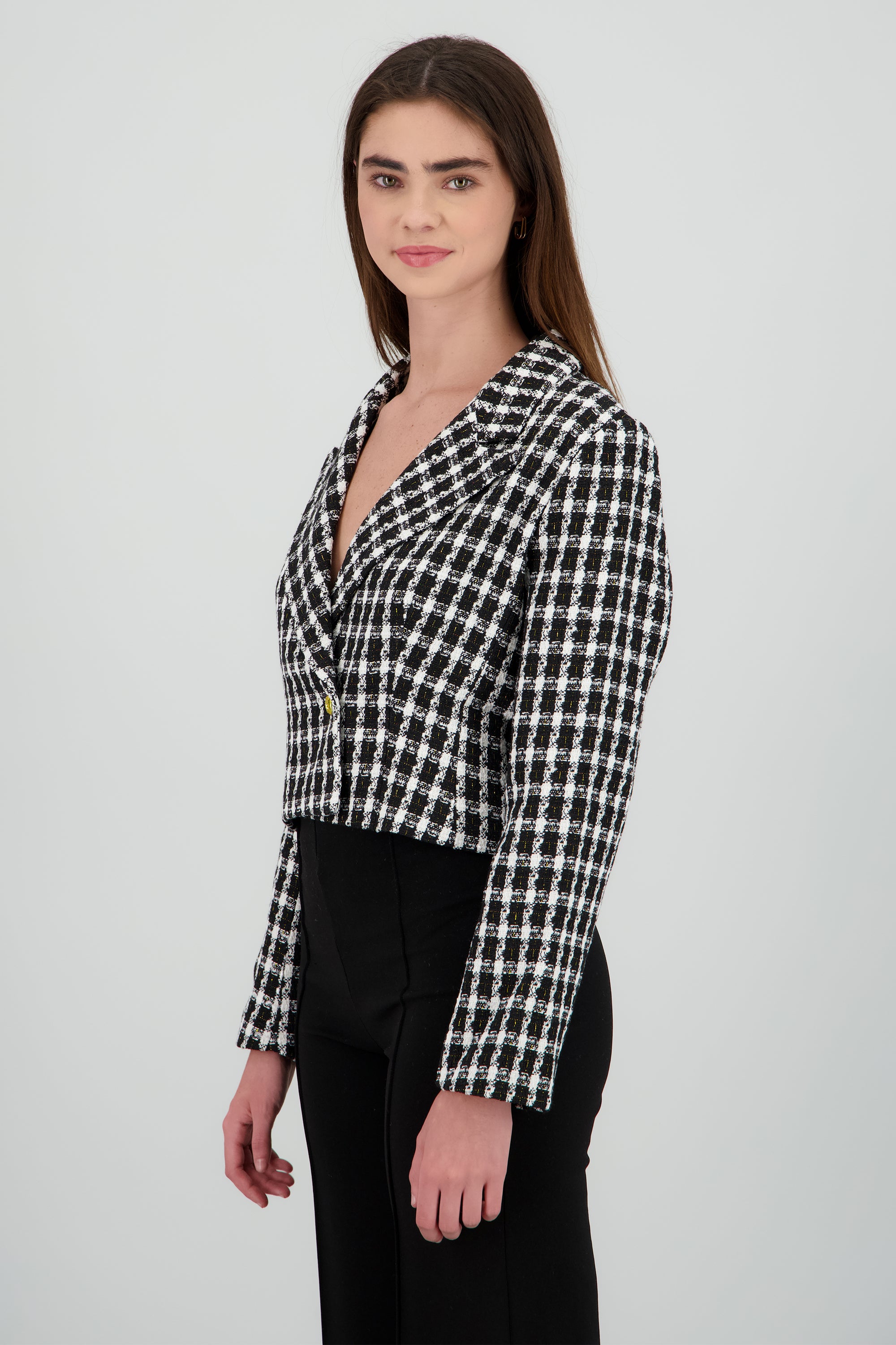 Saco crop tweed NEGRO