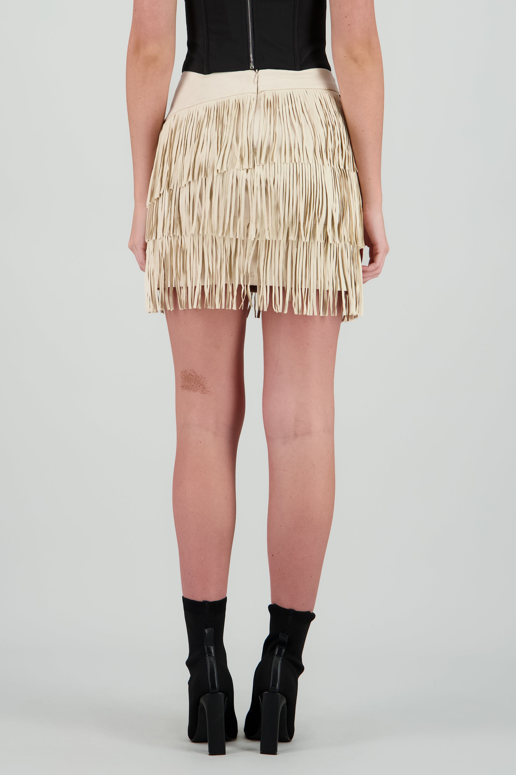 Falda mini fringe suede BEIGE
